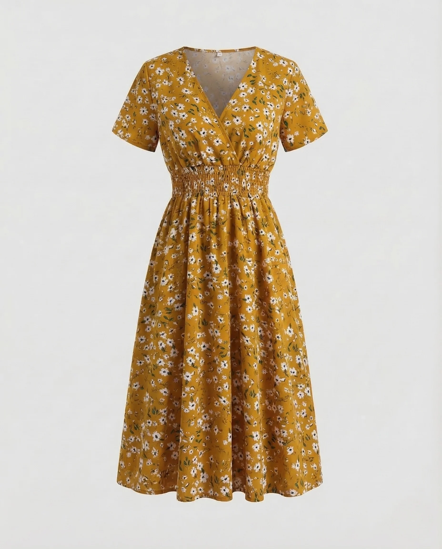 Damen Midikleid Blumen V Ausschnitt - Image 7