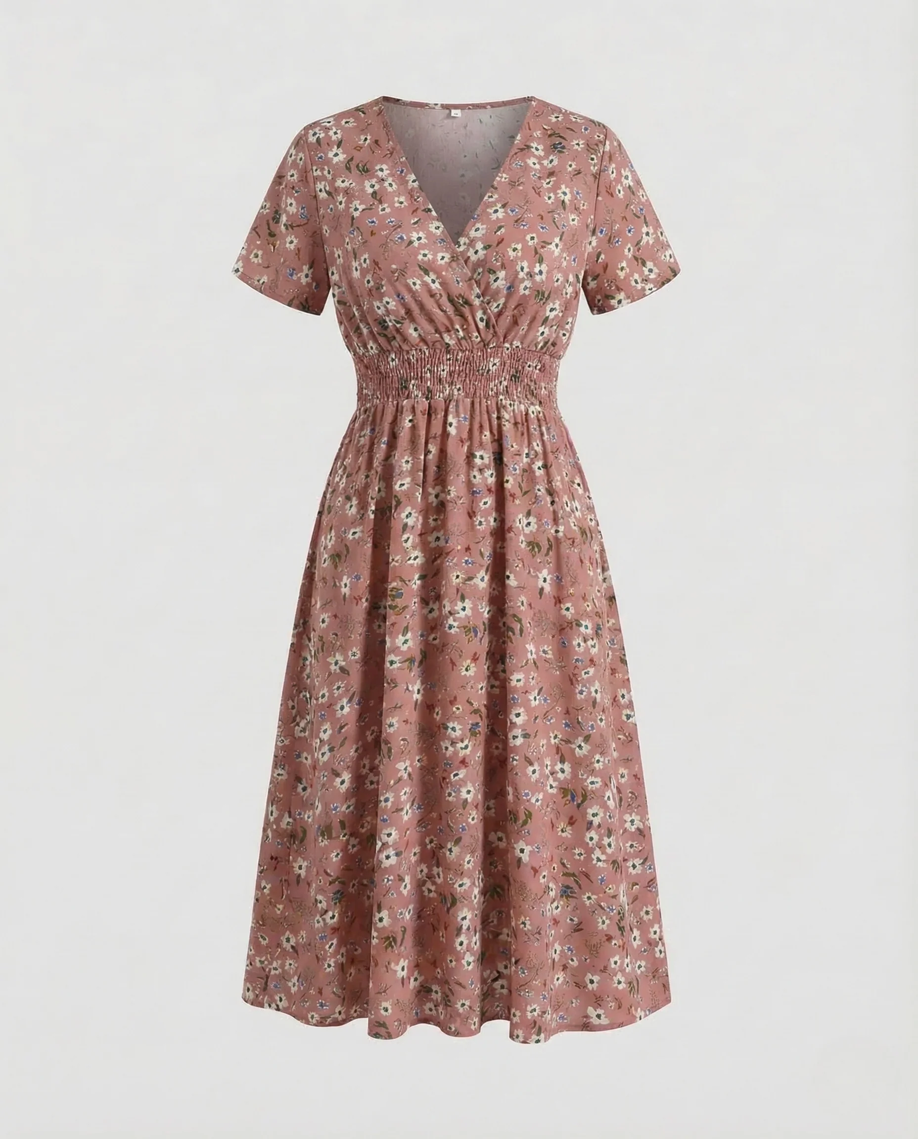 Damen Midikleid Blumen V Ausschnitt - Image 8