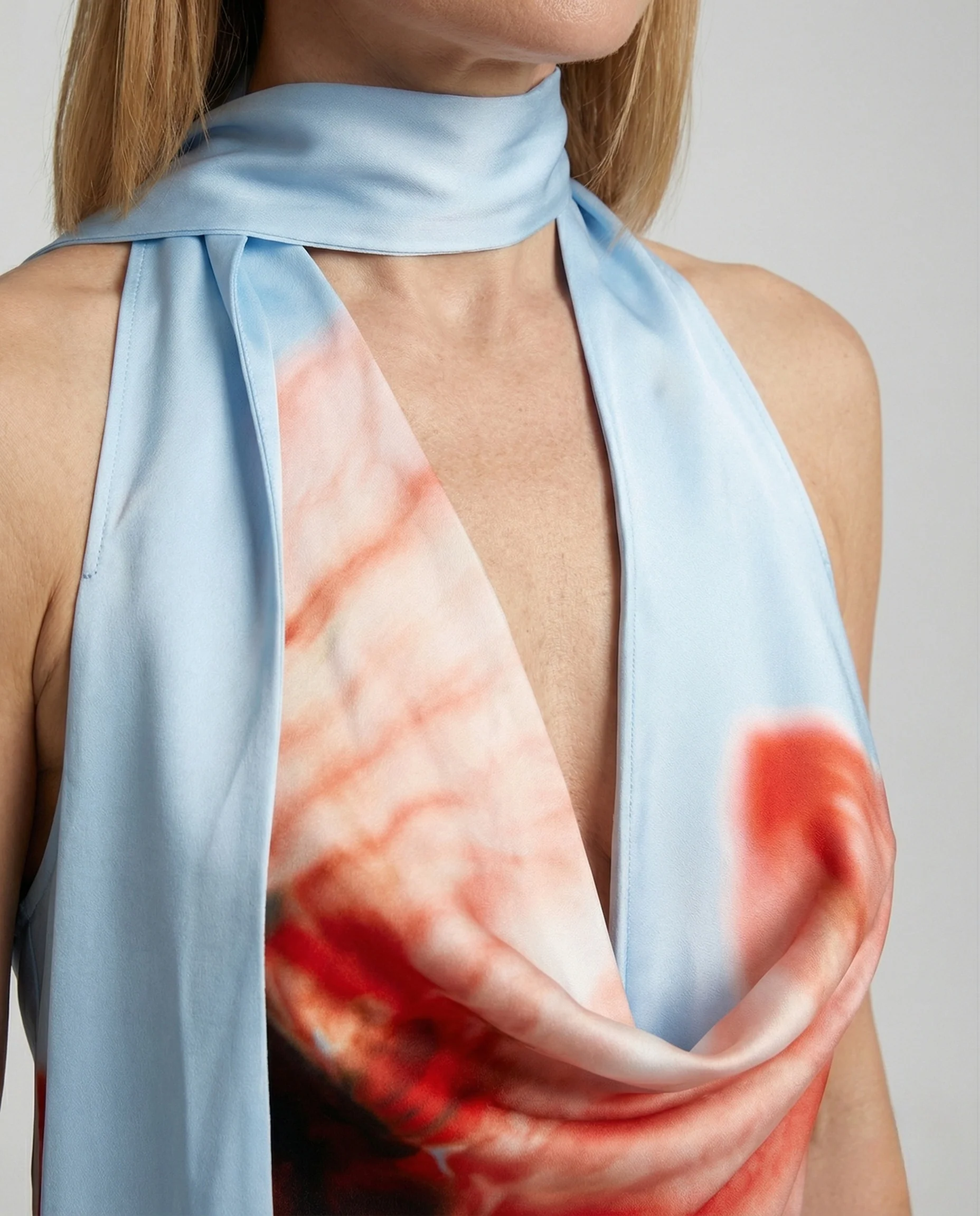 Satin Minikleid Damen Wasserfall Ausschnitt - Image 3