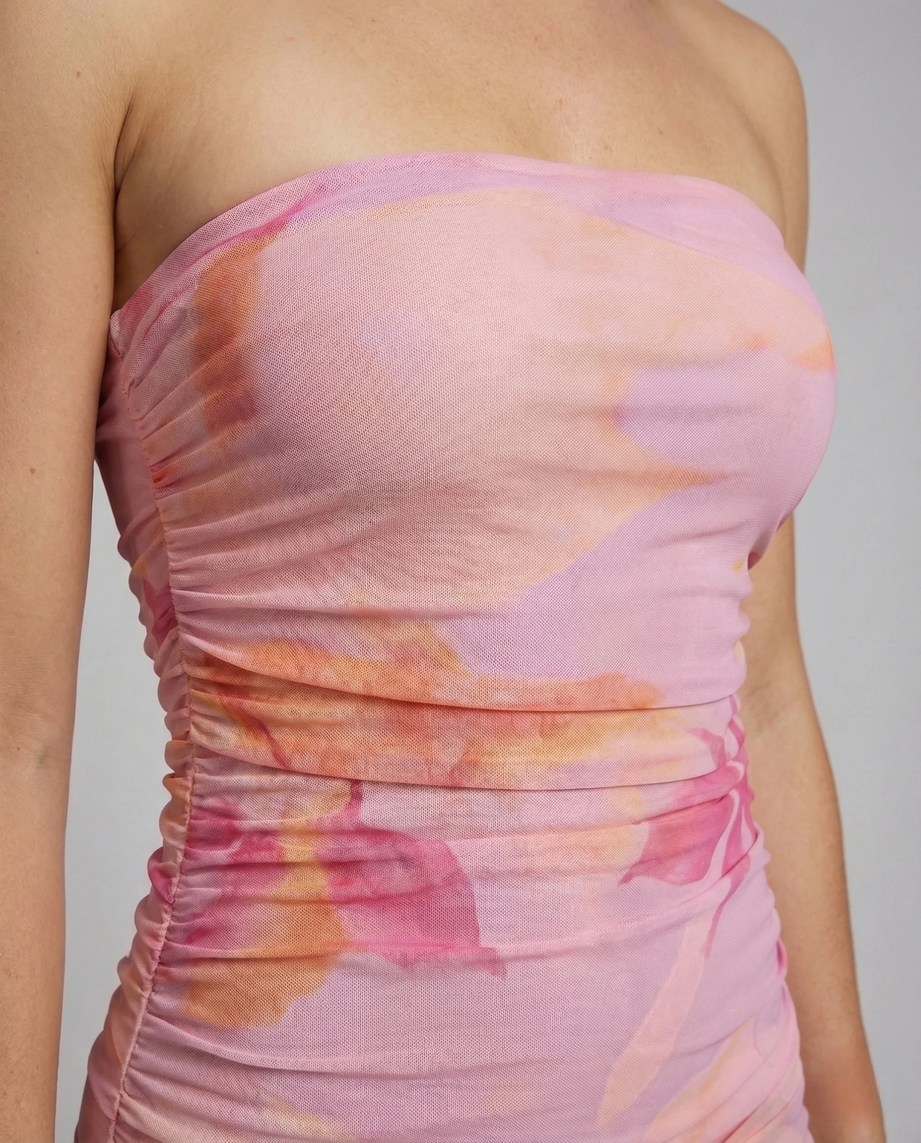 Damen Abendkleid Trägerlos Raffung - Image 3