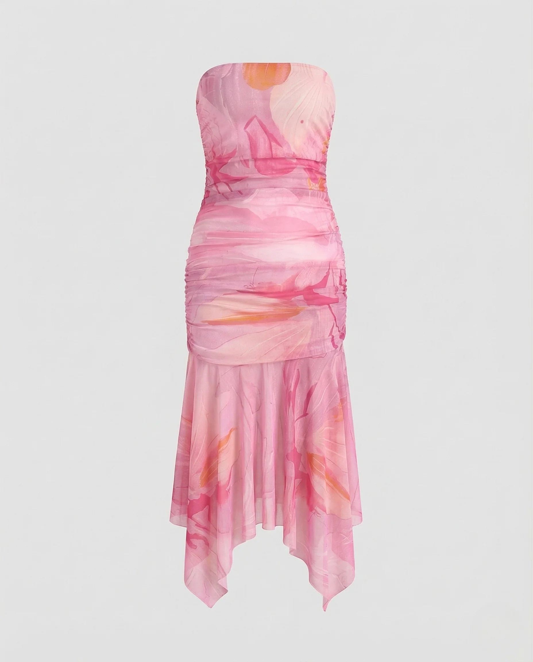 Damen Abendkleid Trägerlos Raffung - Image 5