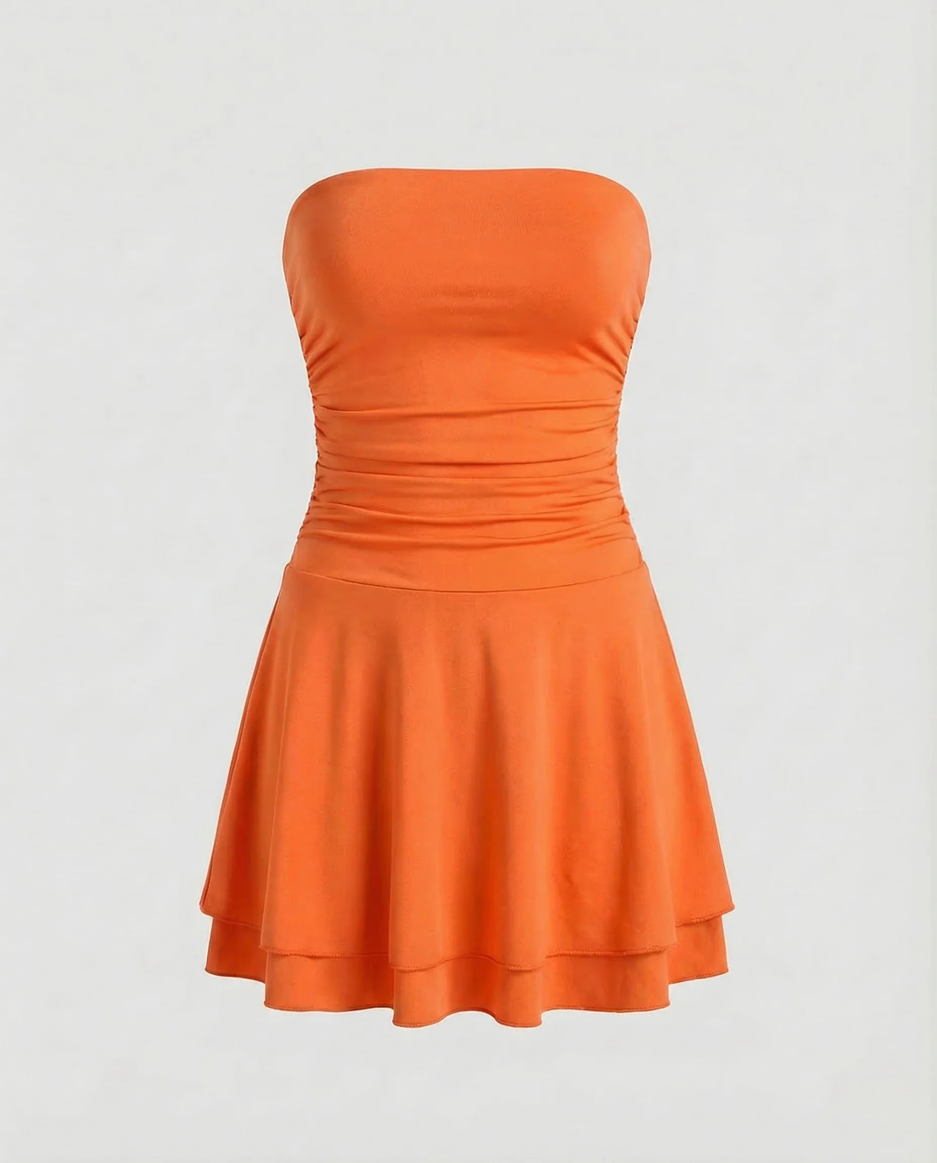 Damen Chiffonkleid Trägerlos Bustier Volantrock - Image 7