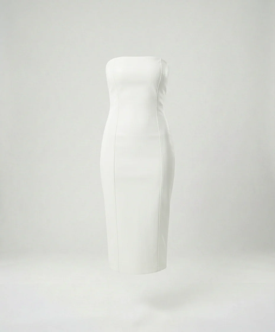 Damen Midikleid trägerlos Lederoptik - Image 6