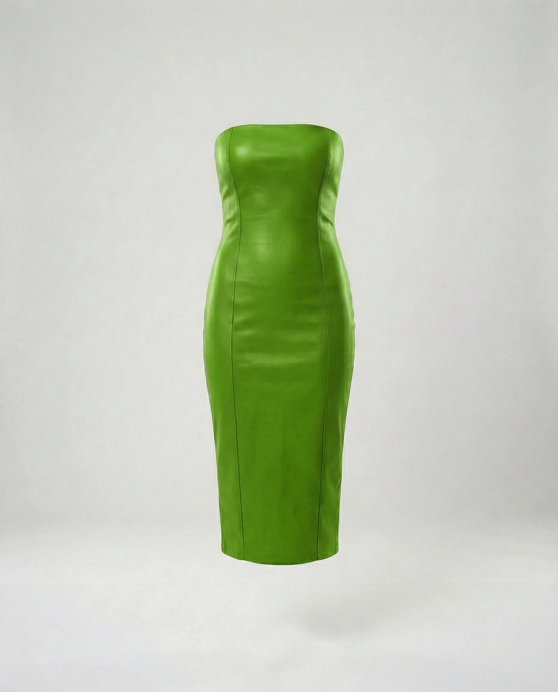 Damen Midikleid trägerlos Lederoptik - Image 9
