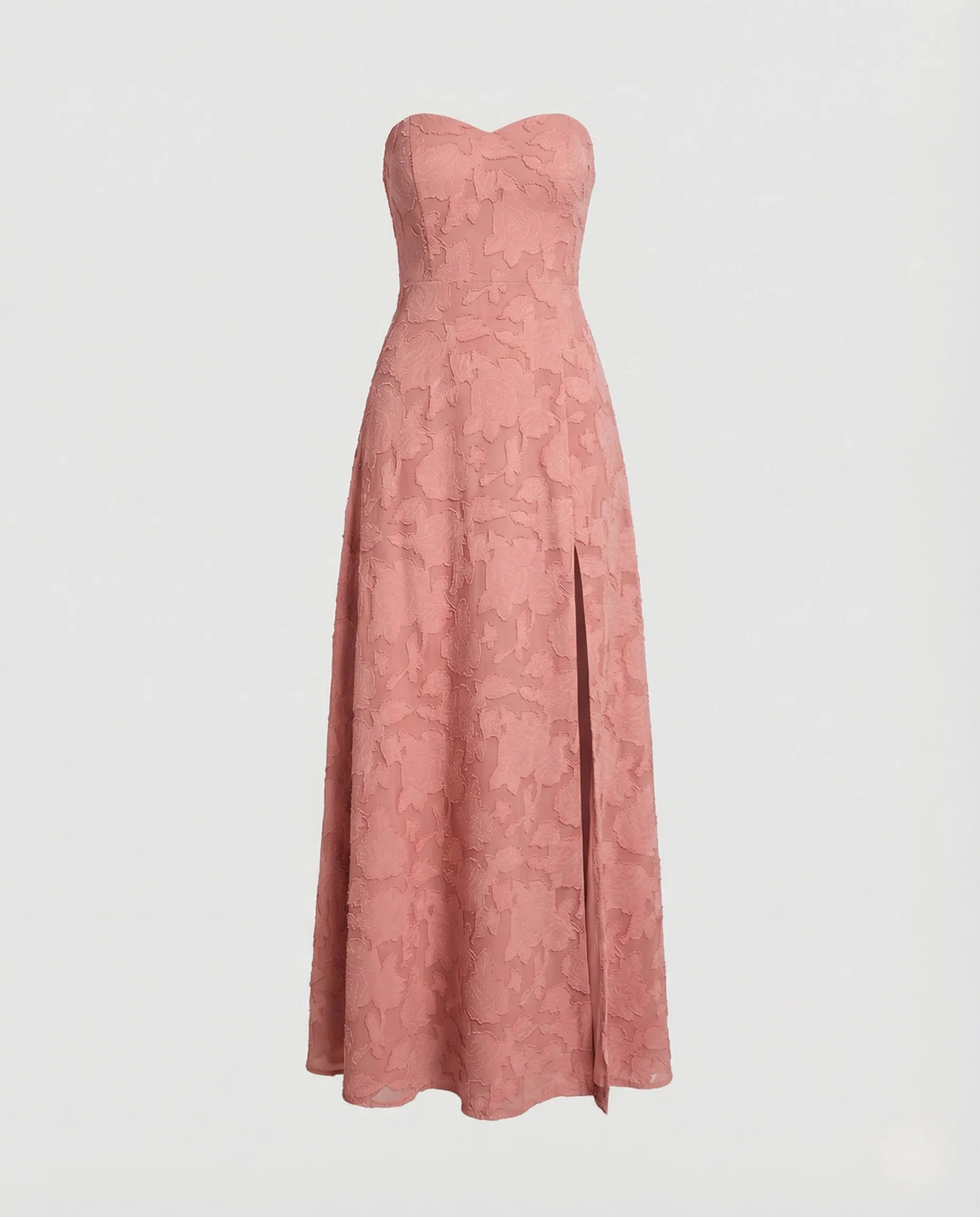 Damen Trägerloses Jacquard-Maxikleid mit Seitenschlitz - Image 5