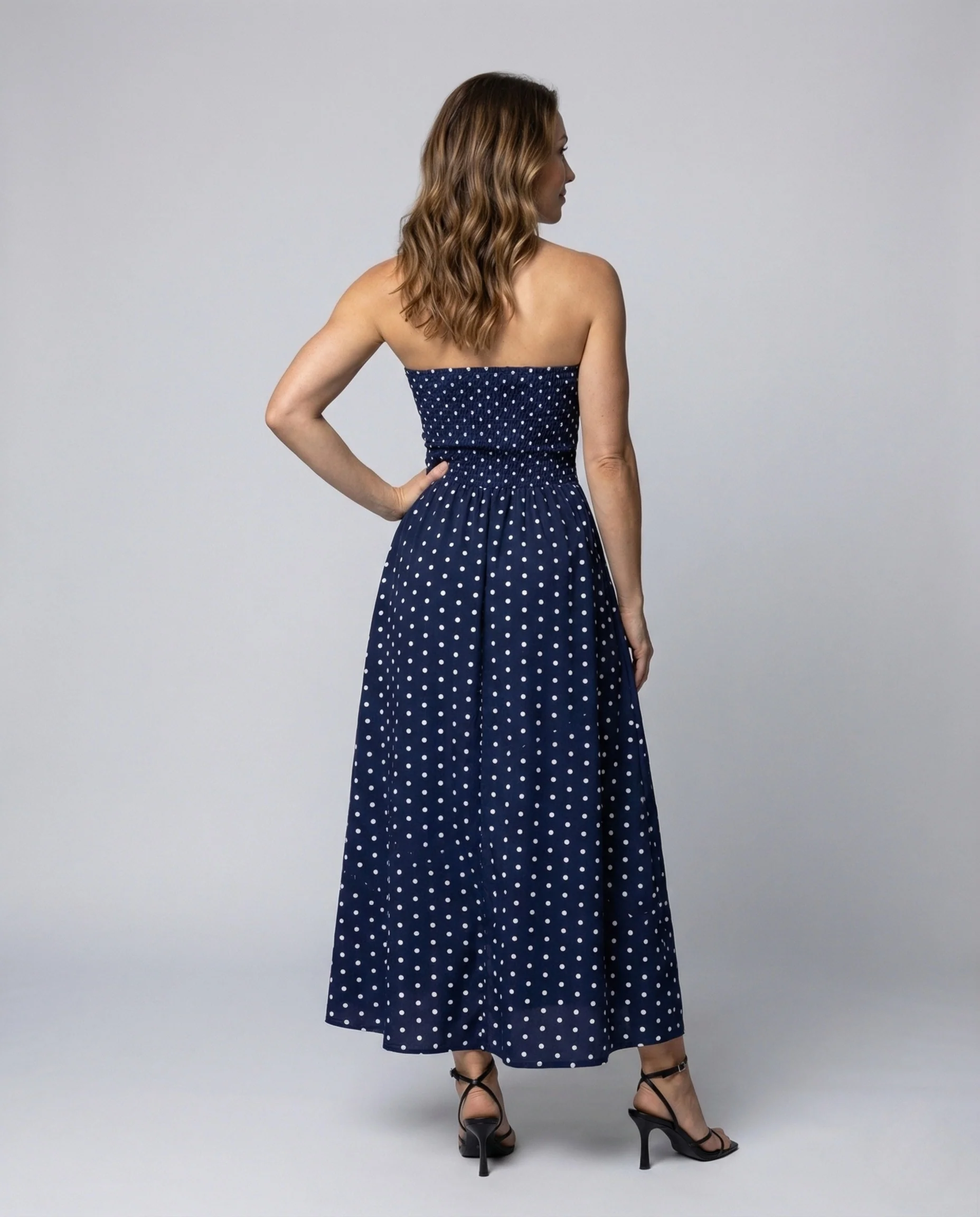 Damen Maxikleid Trägerlos Punkte - Image 4