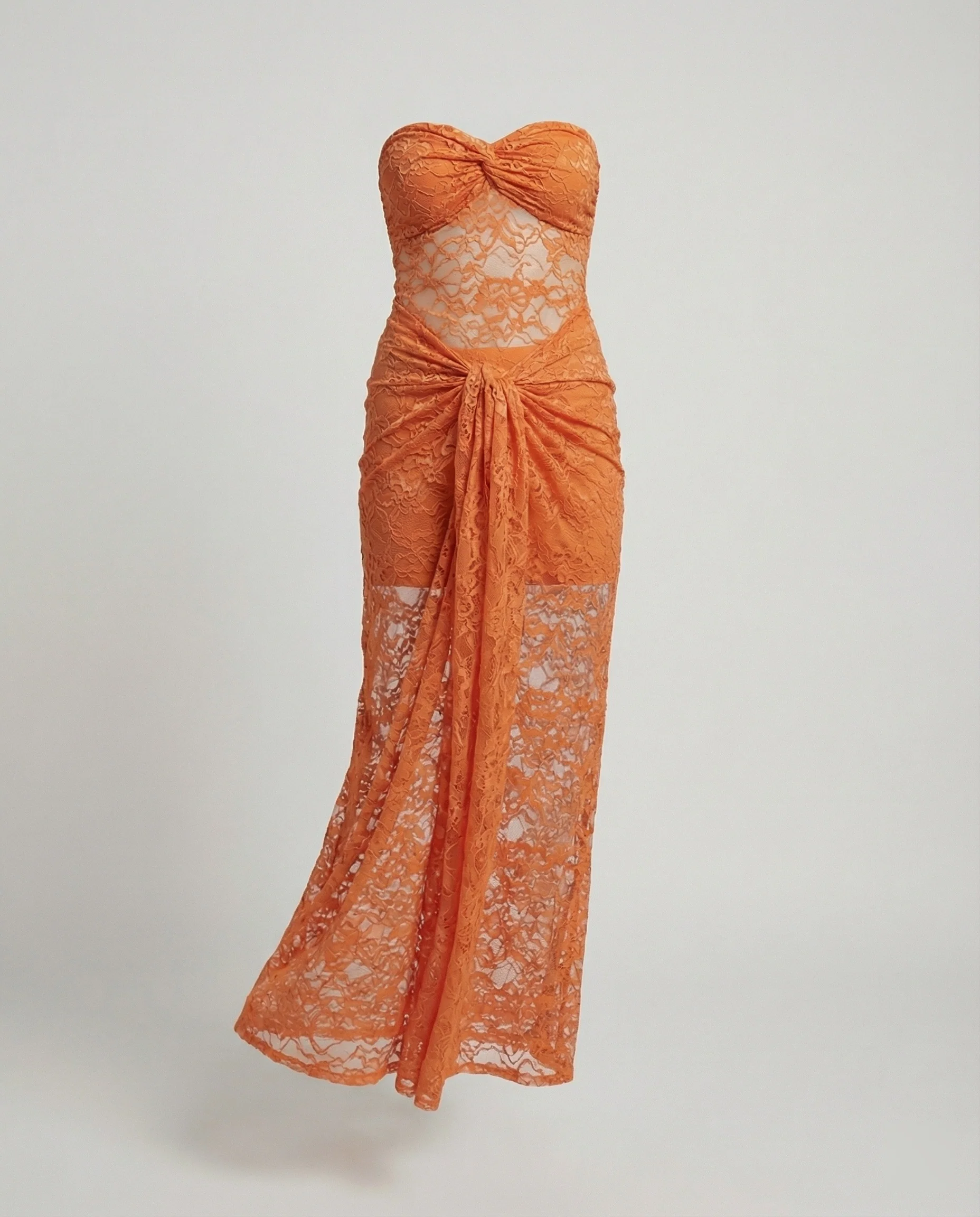 Trägerloses Spitzen Abendkleid Maxi Damen - Image 2