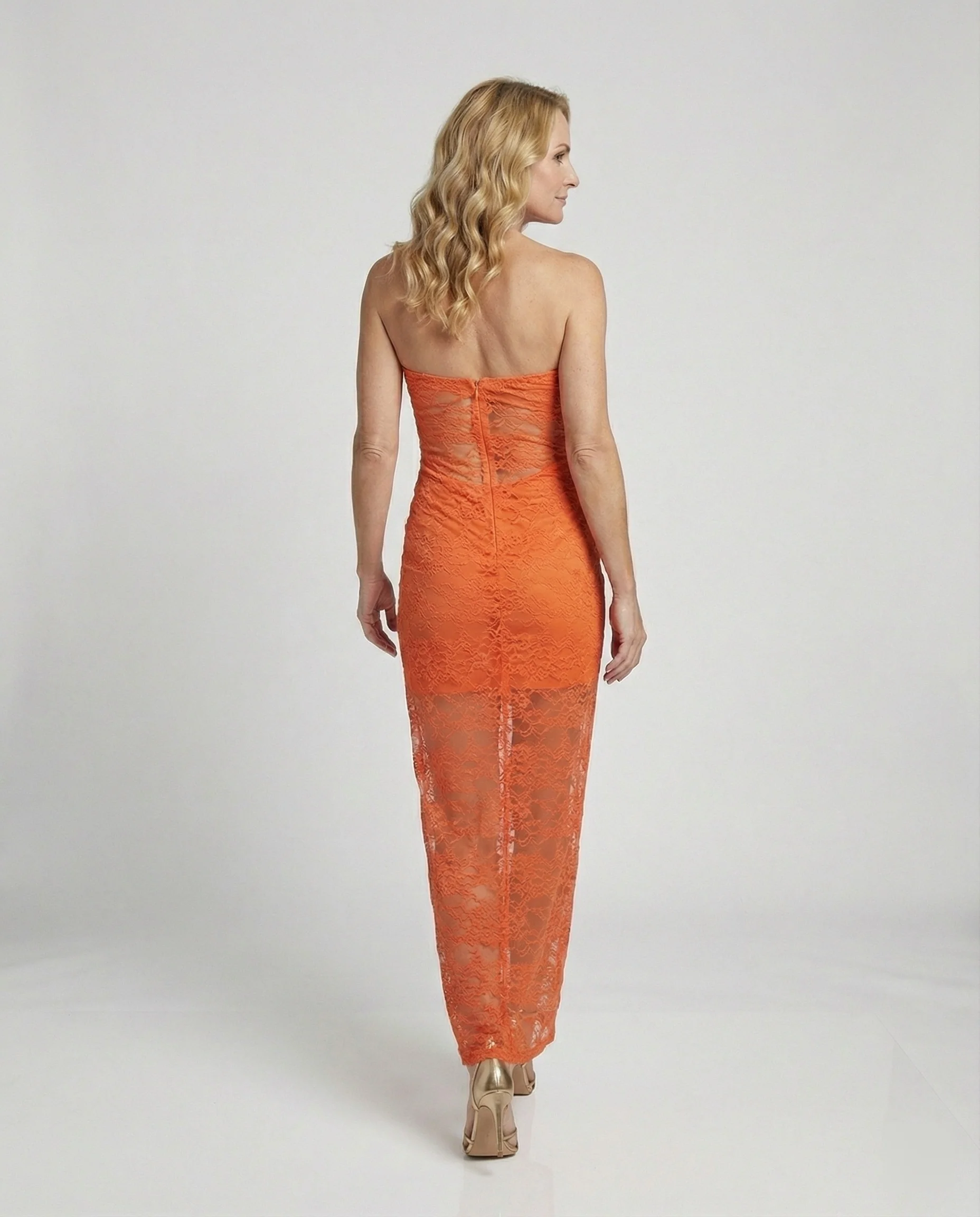 Trägerloses Spitzen Abendkleid Maxi Damen - Image 3