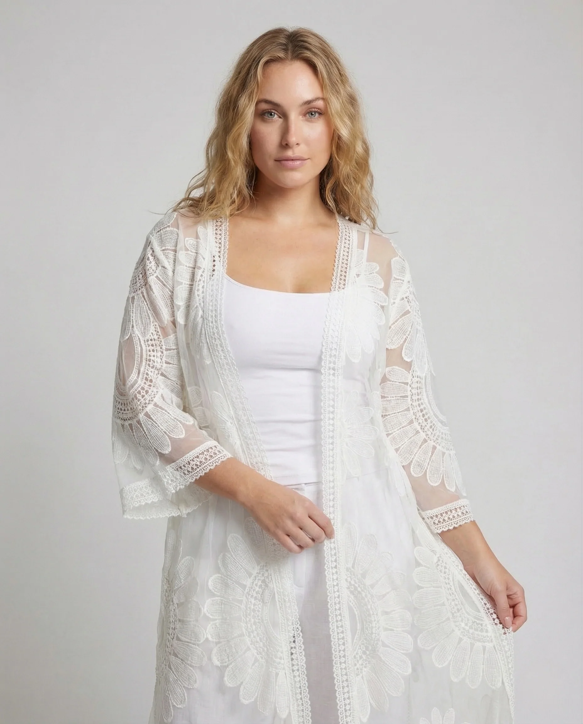 Damen Häkel Strandkaftan Spitze - Image 2