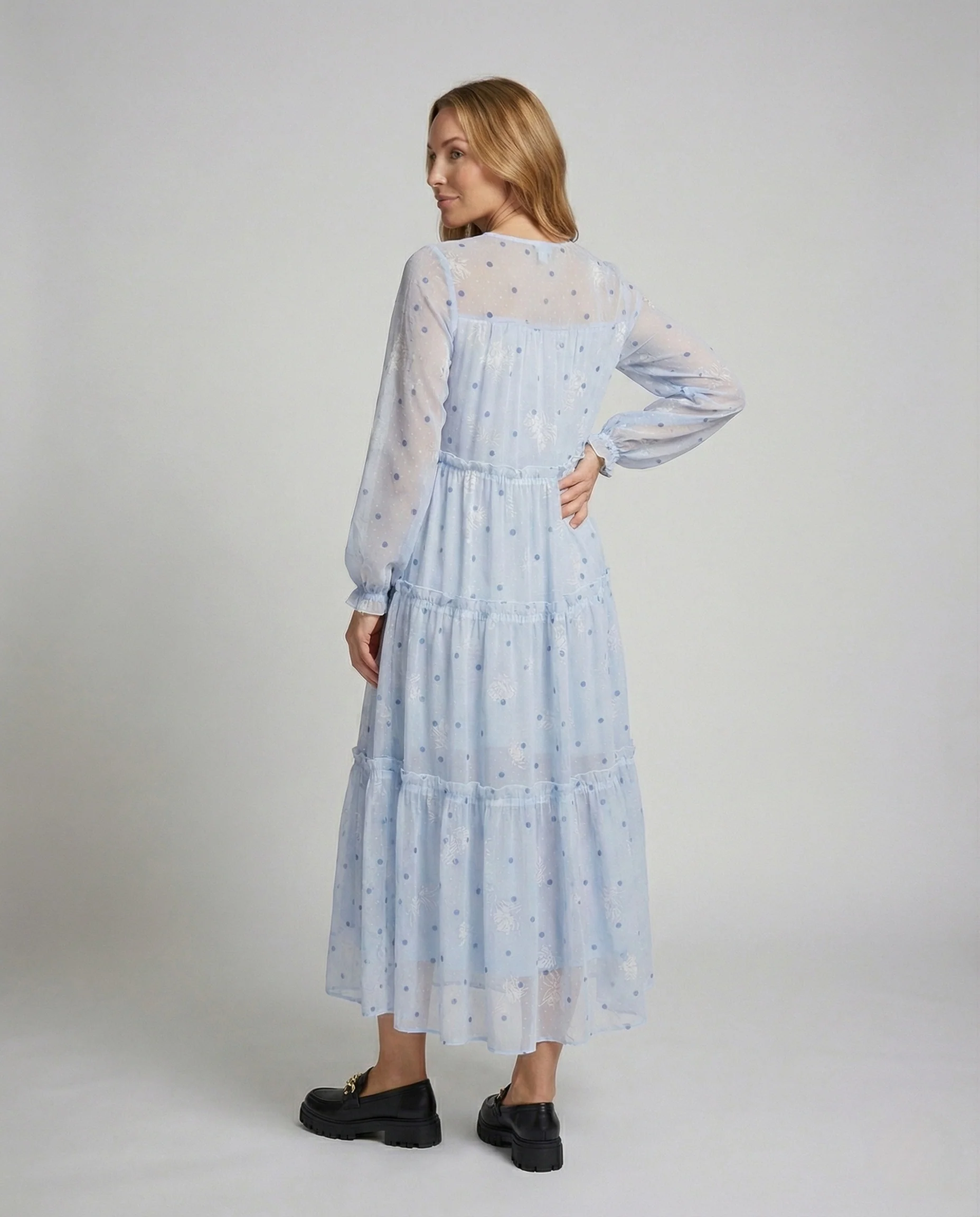 Damen Transparentes Maxikleid mit Tüll und Stickerei - Image 4