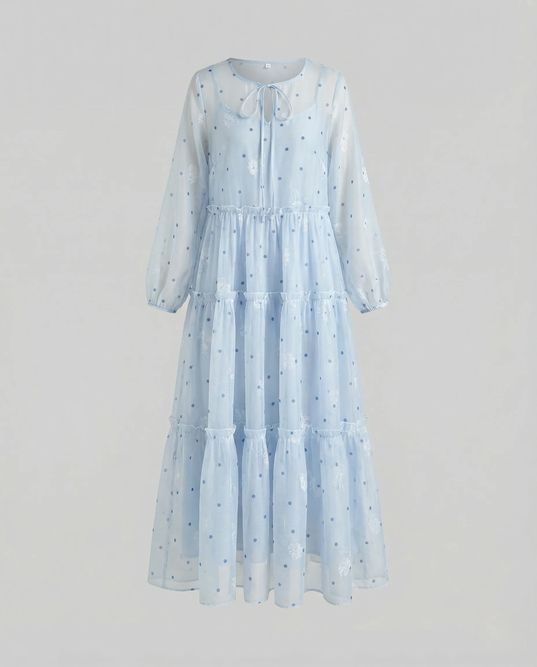 Damen Transparentes Maxikleid mit Tüll und Stickerei - Image 5