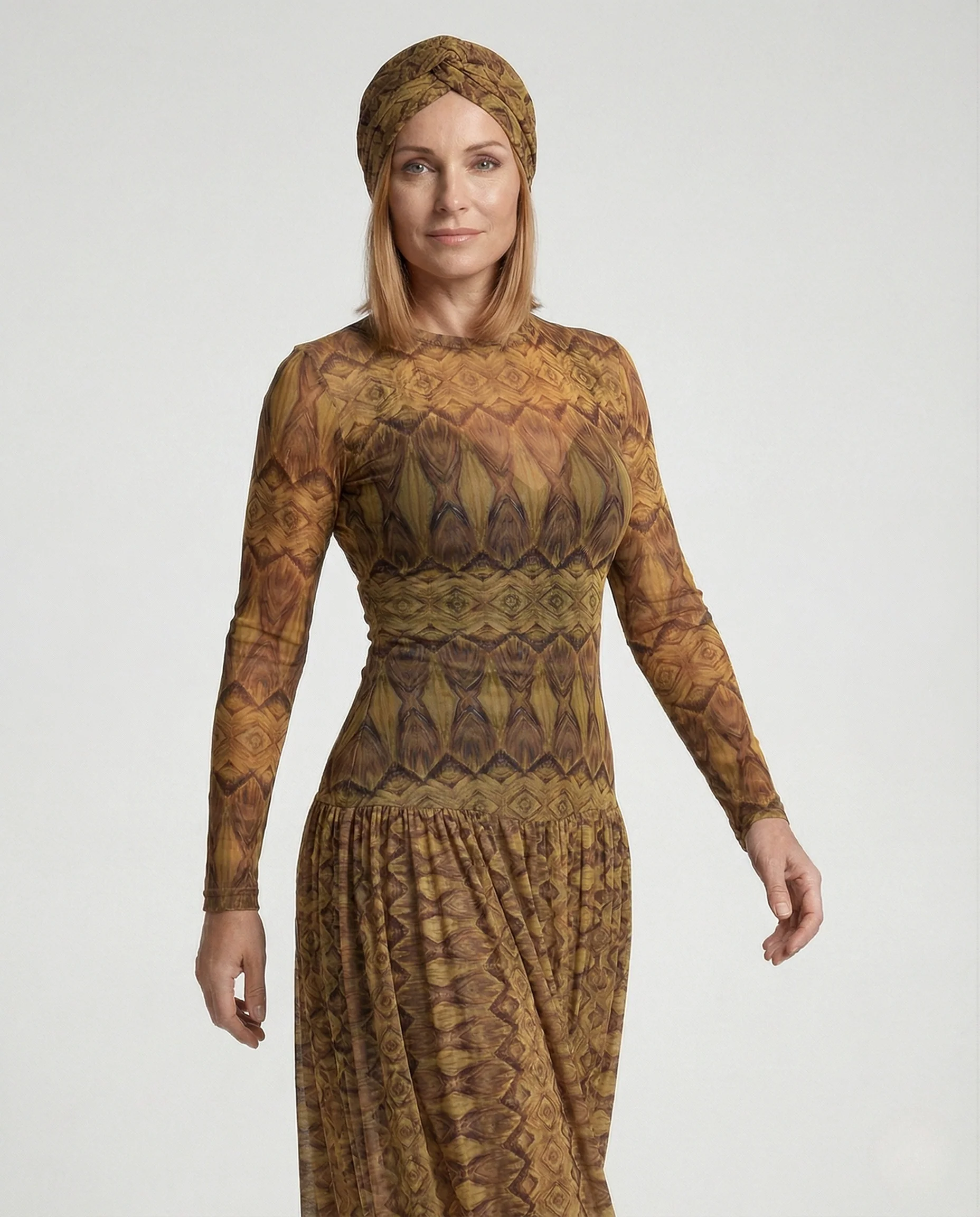 Damen Netzstoff-Maxikleid mit geraffter Taille - Image 2
