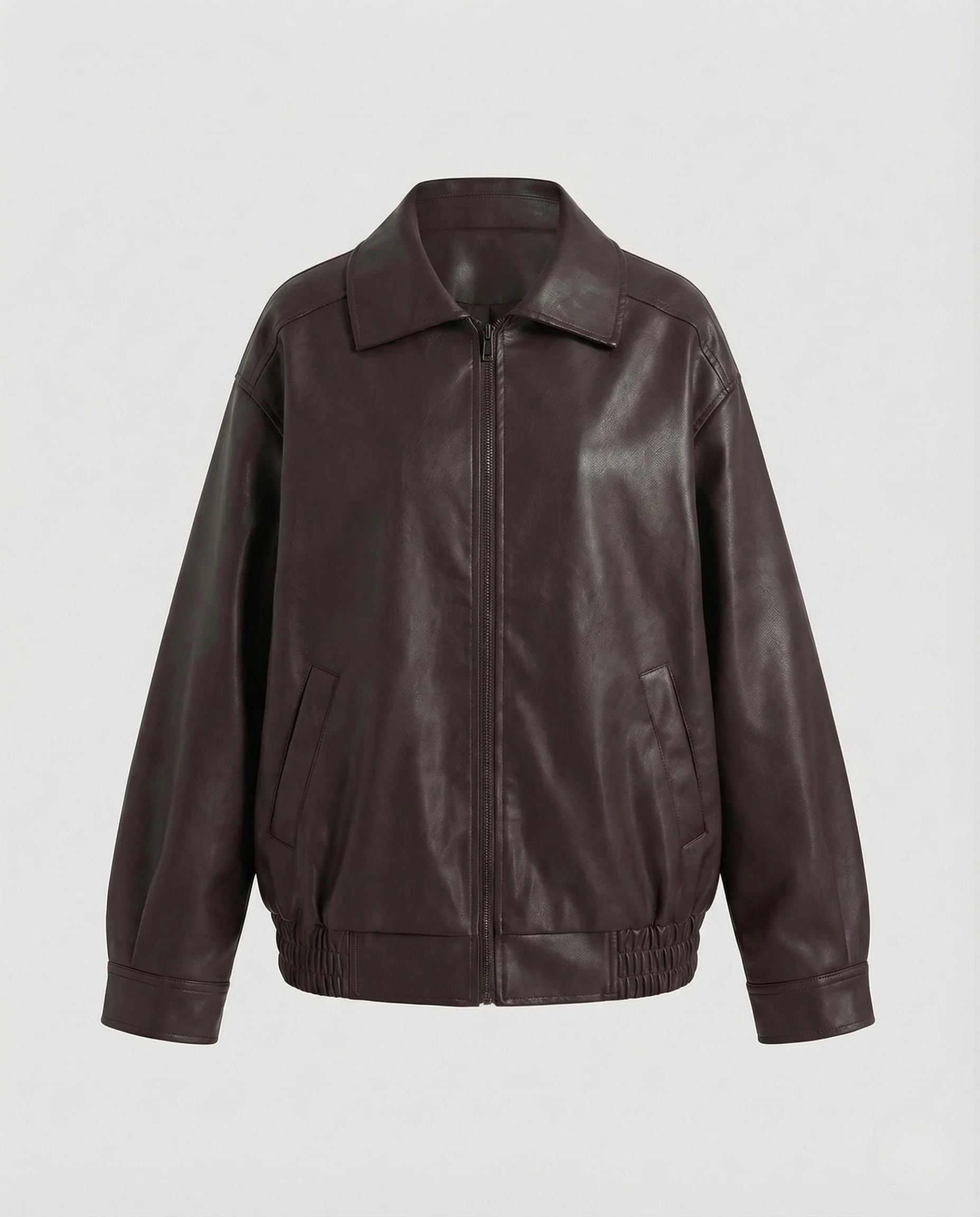 Damen Oversize Kunstlederjacke mit Hemdkragen - Image 6