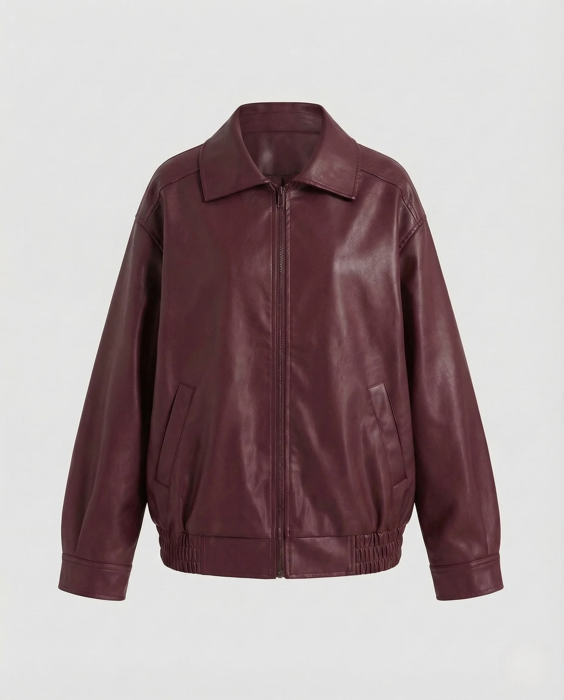 Damen Oversize Kunstlederjacke mit Hemdkragen - Image 7
