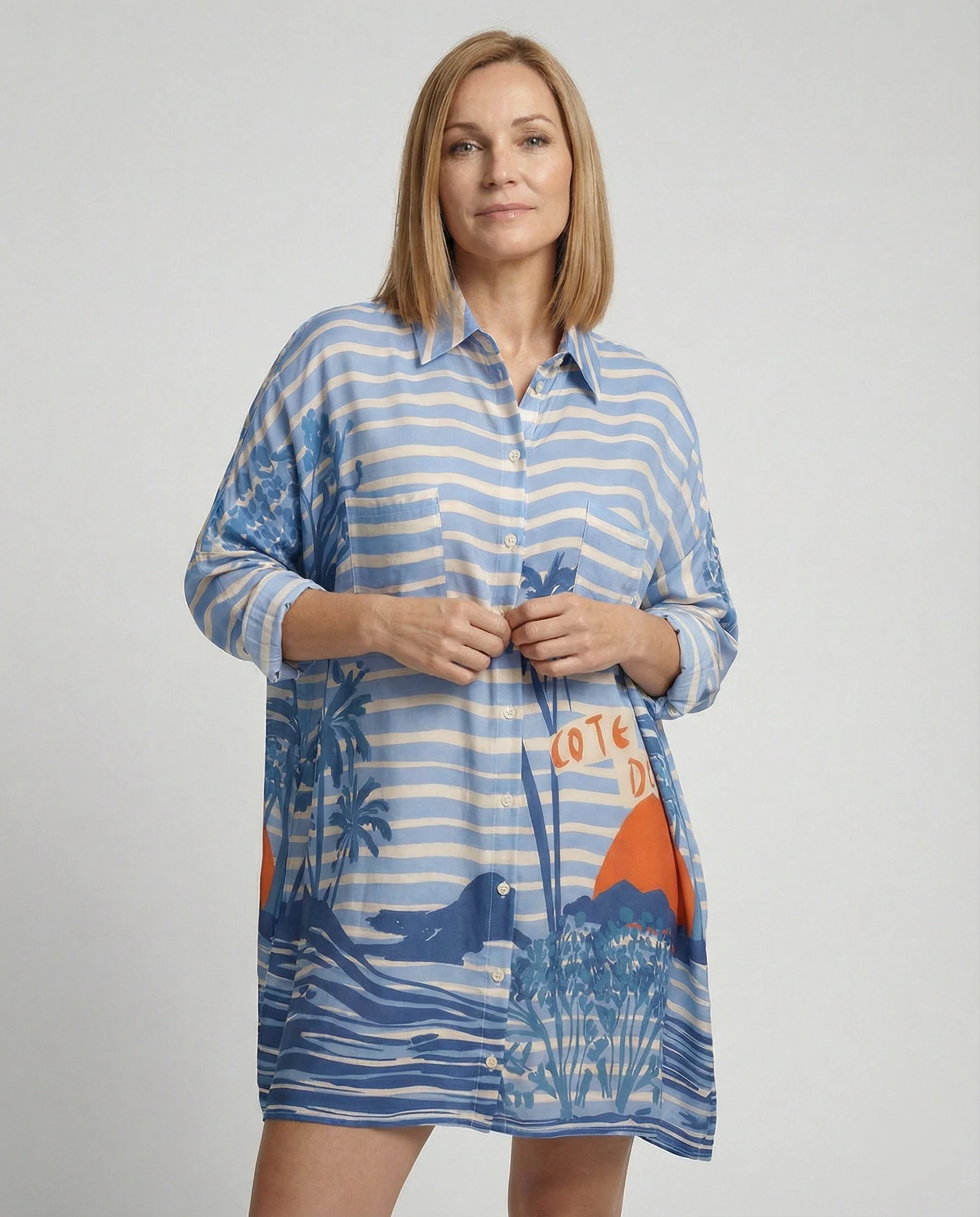 Damen Tunika Hemdkleid oversized - Image 8