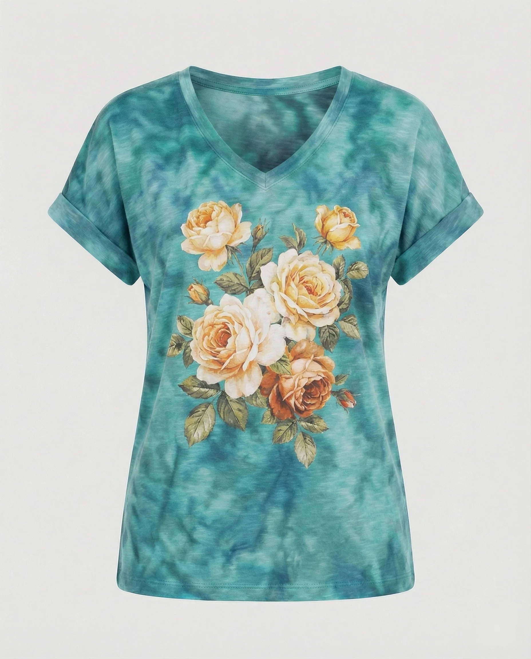 Blusen Tunika V-Ausschnitt Damen Floral - Image 3