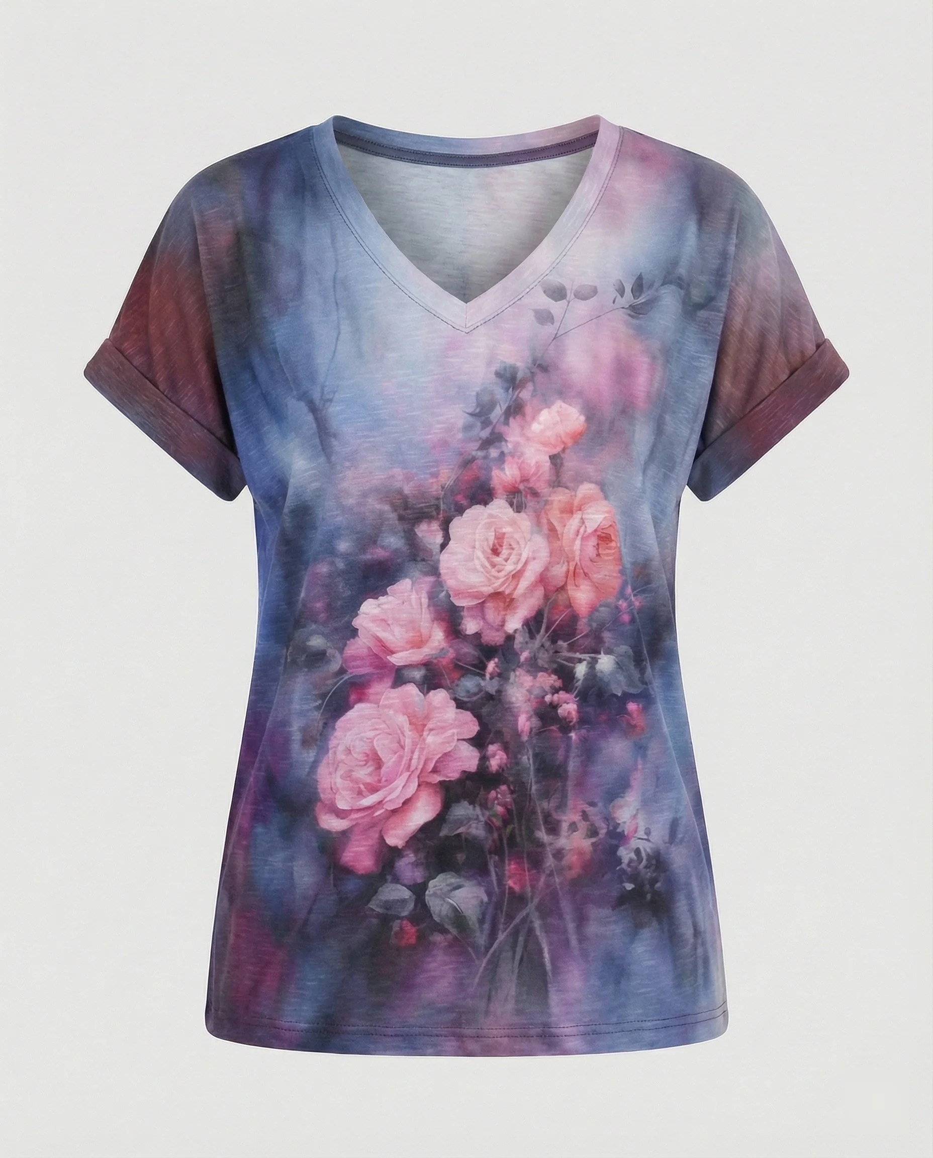 Blusen Tunika V-Ausschnitt Damen Floral - Image 8