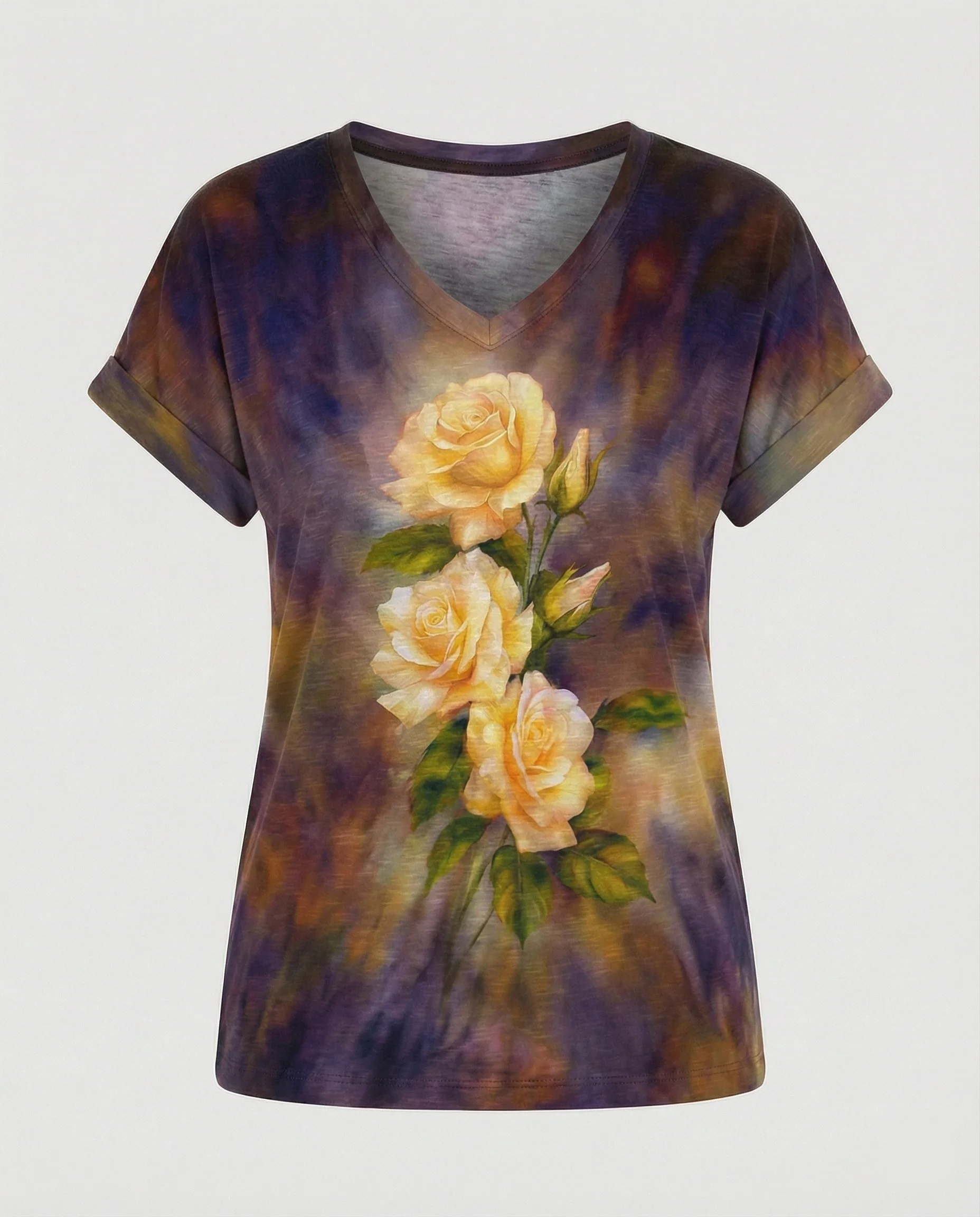 Blusen Tunika V-Ausschnitt Damen Floral - Image 9