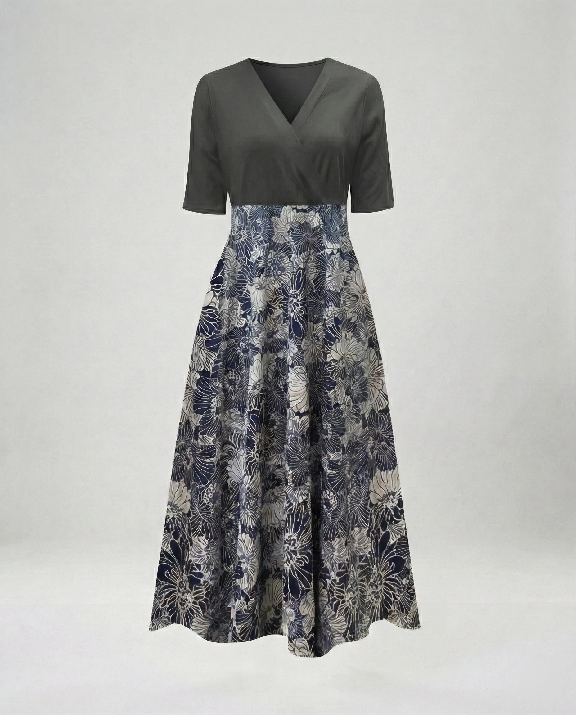 Damen Wickel Maxikleid mit V-Ausschnitt - Image 2