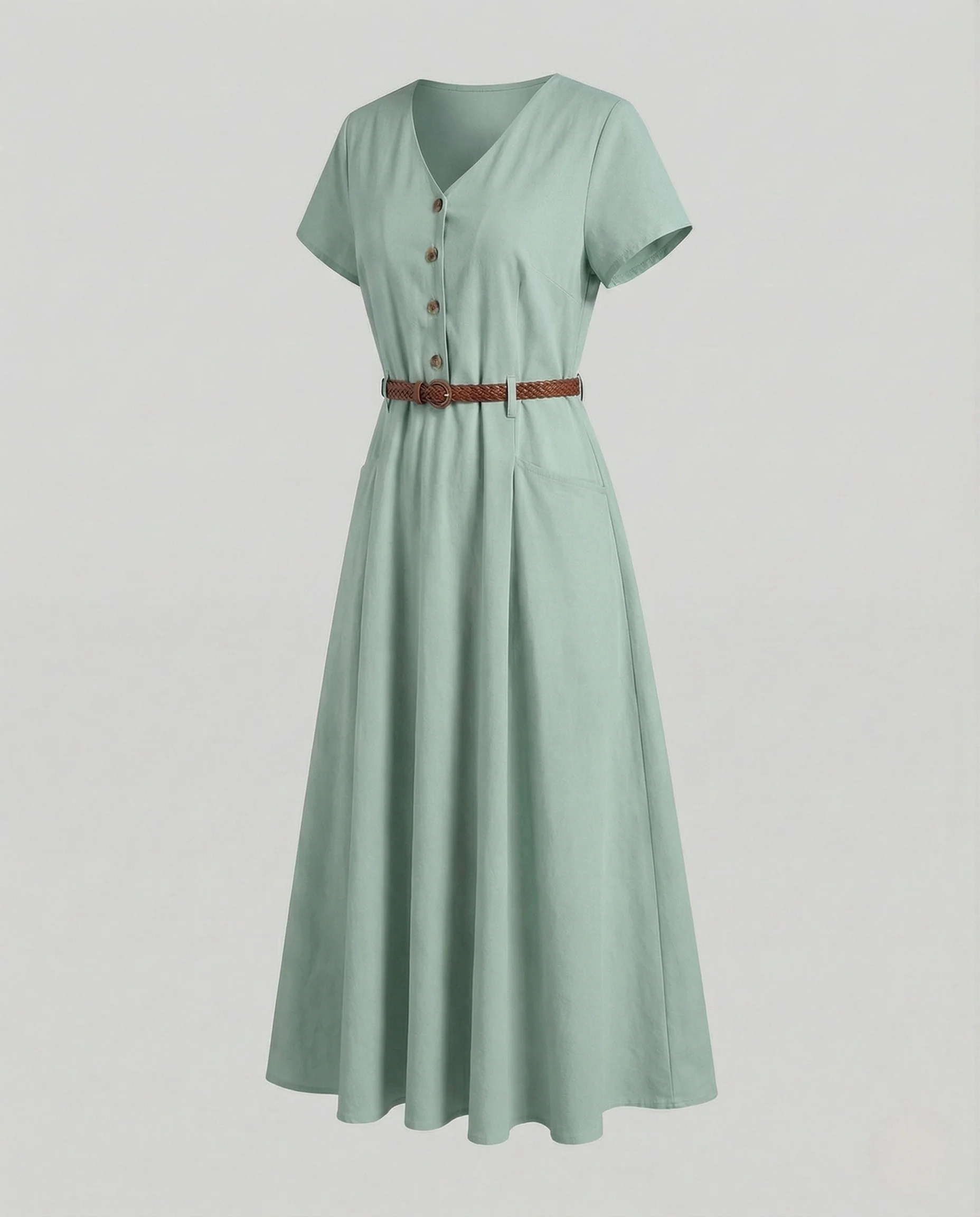 Damen V-Ausschnitt Maxikleid mit Knopfleiste - Image 5