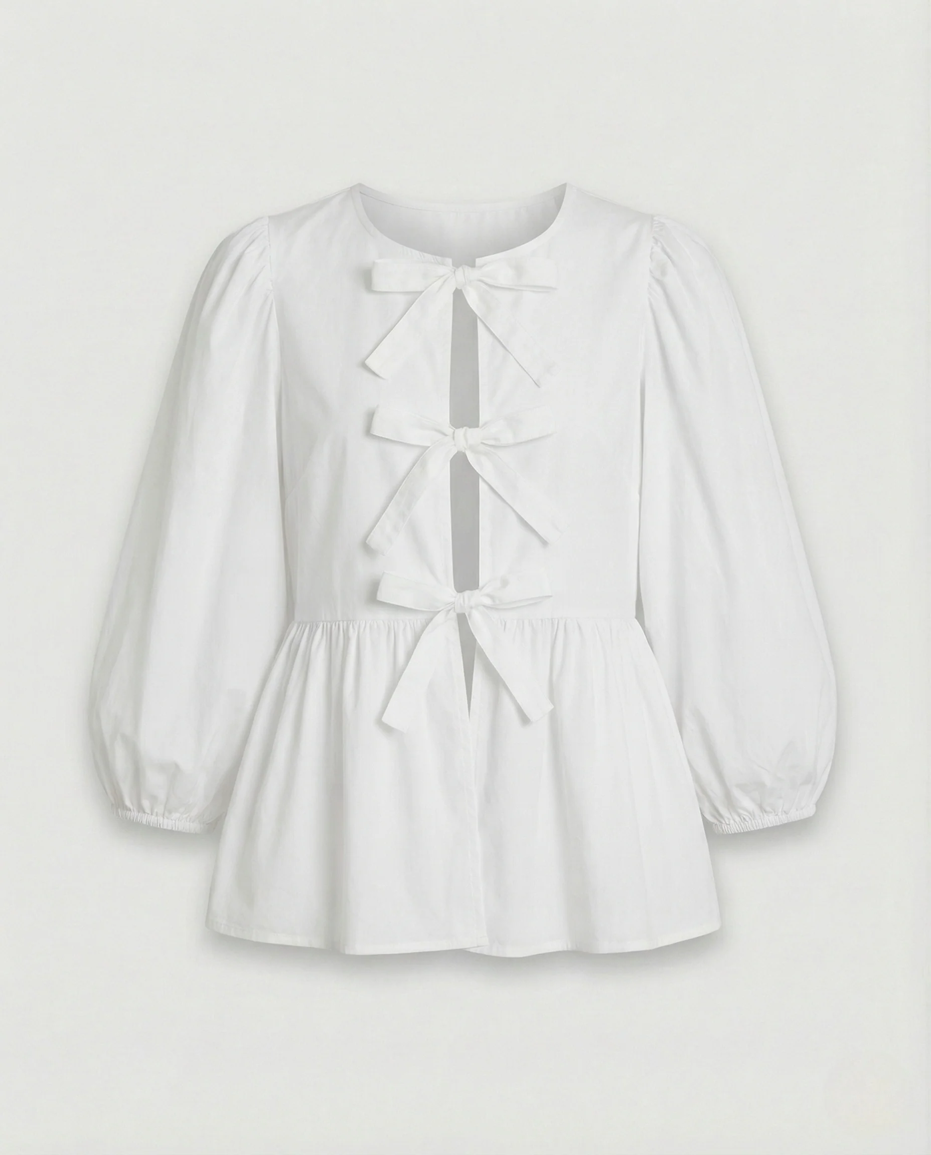 Bluse Damen Puffärmel Schleife - Image 7