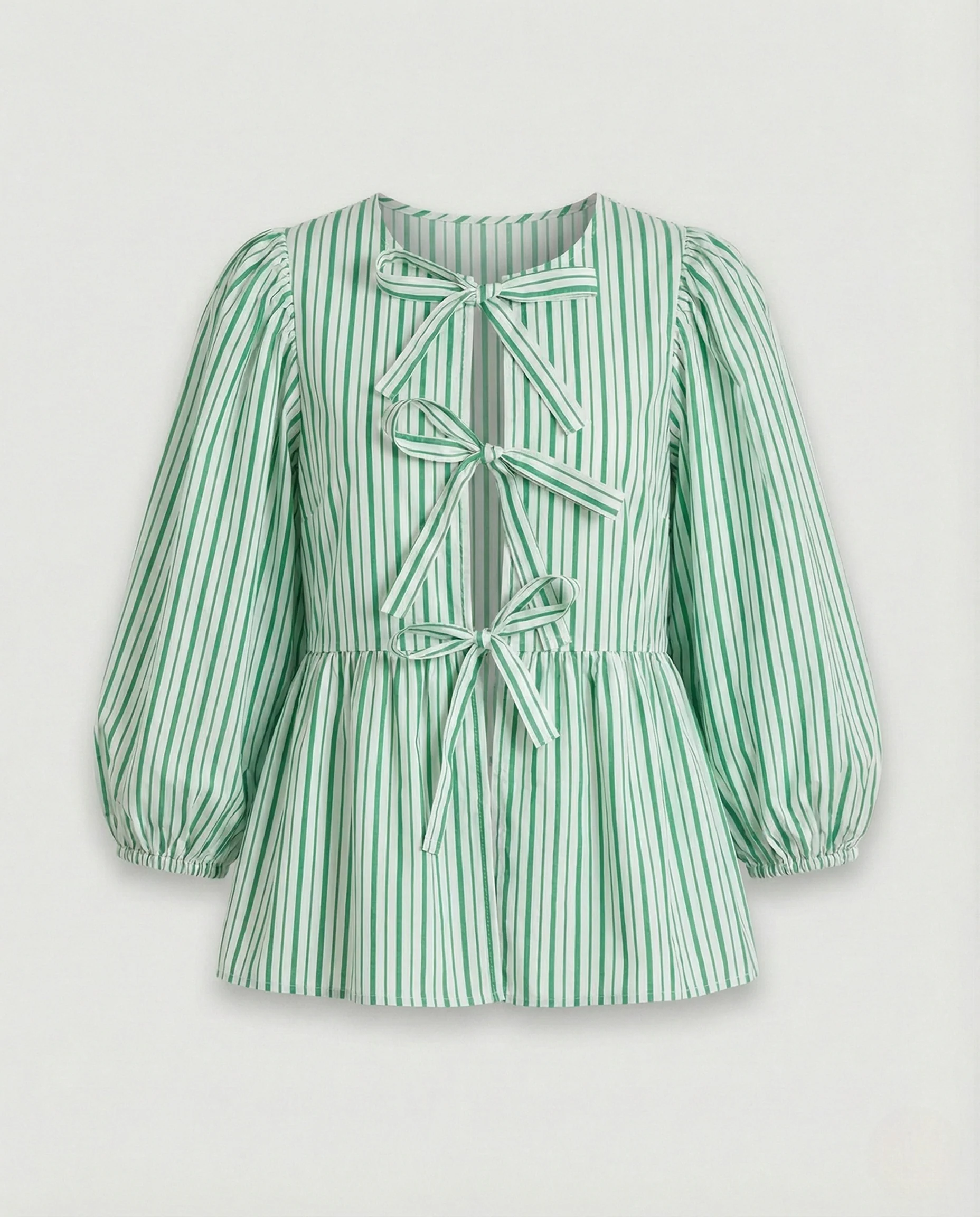 Bluse Damen Puffärmel Schleife - Image 9