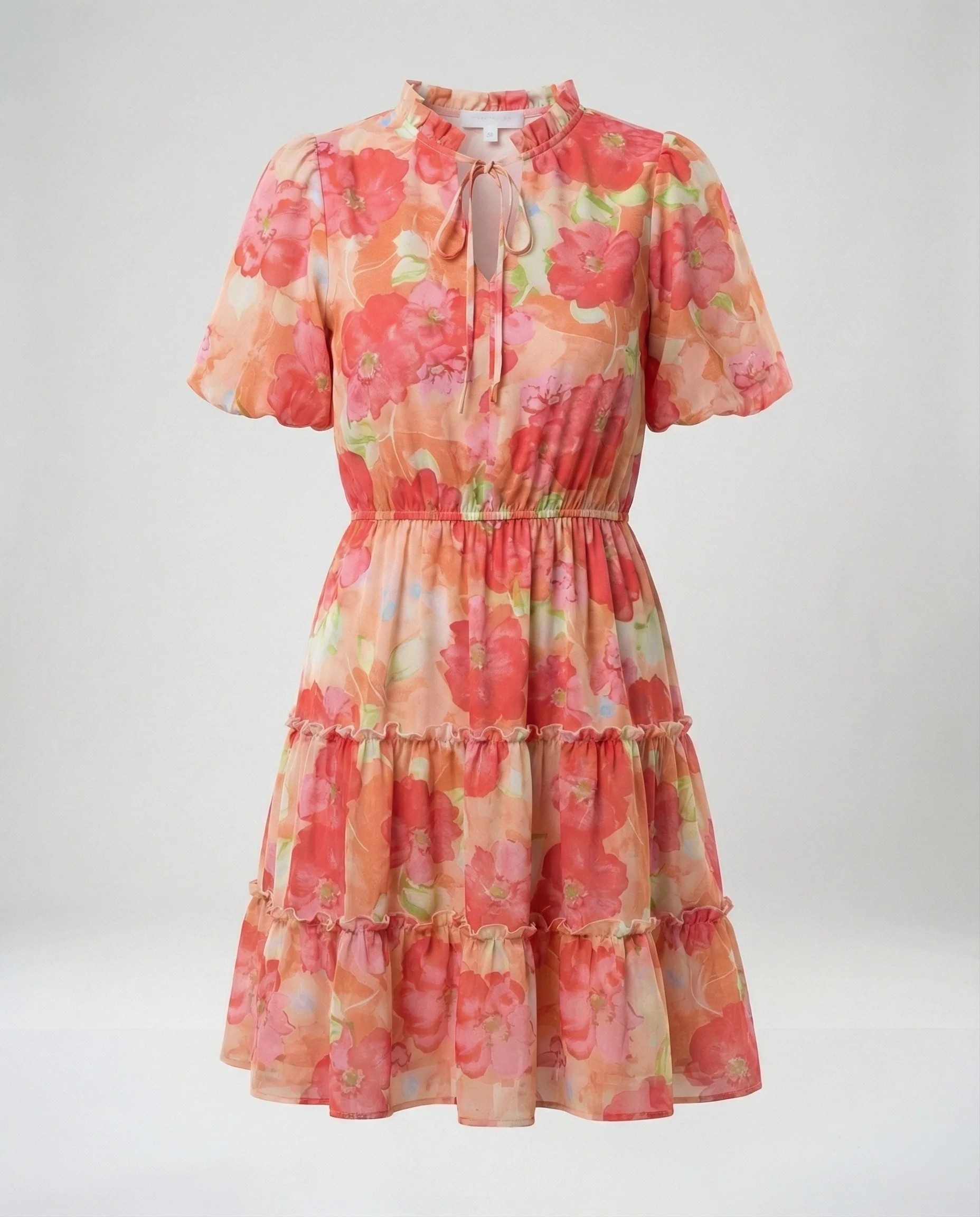 Damen Stufen Minikleid mit Puffärmeln - Image 5