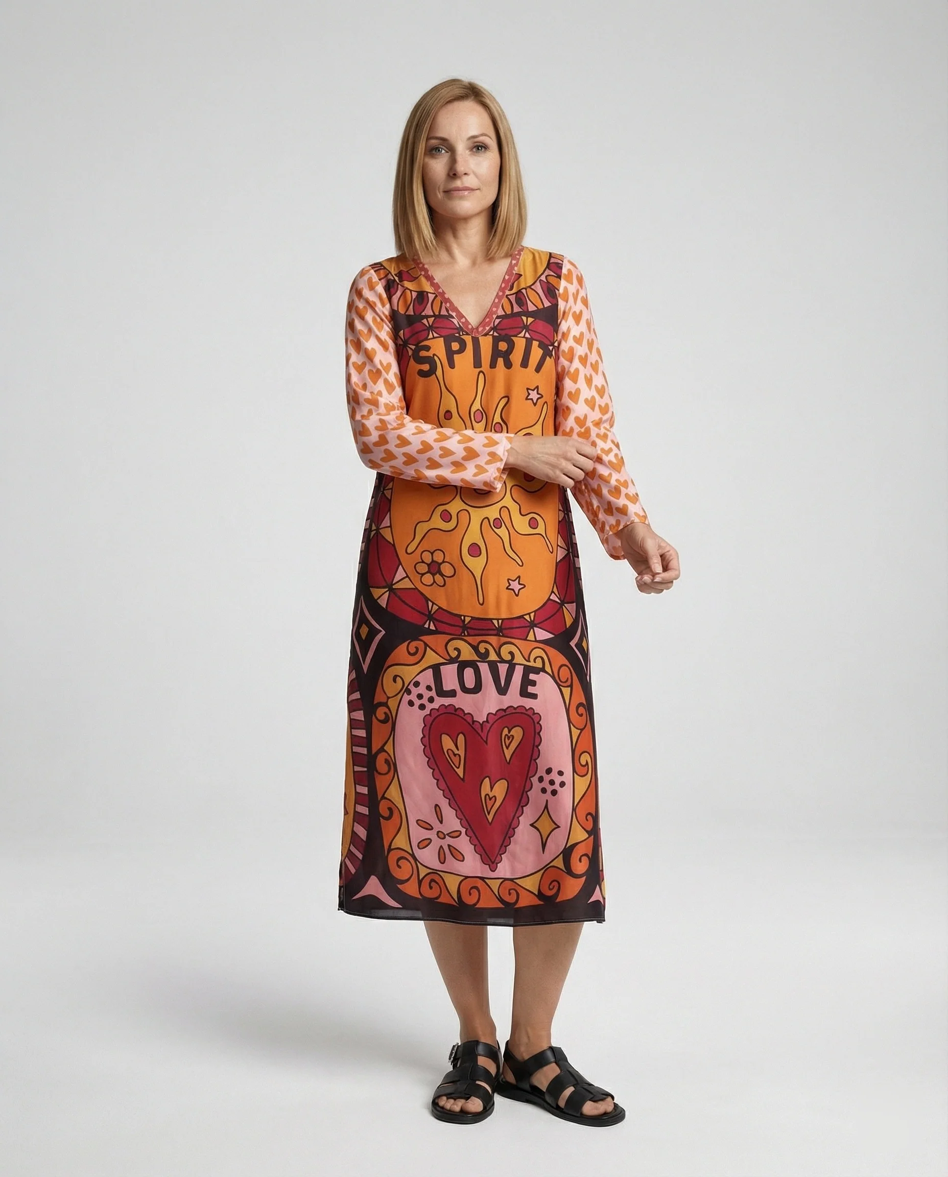 Damen Midikleid Ethno Print - Image 2