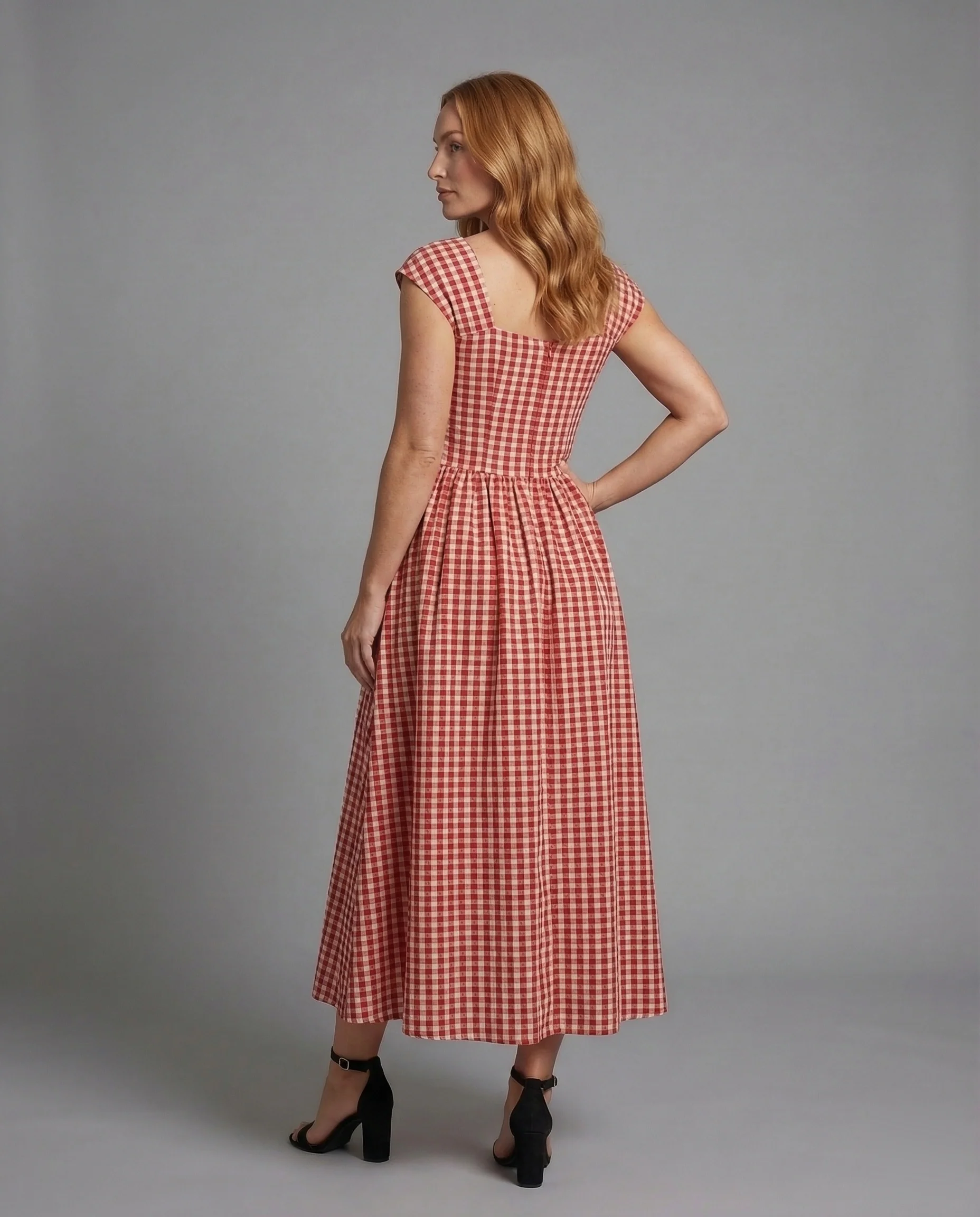 Damen Vichy Karo Midikleid - Image 4