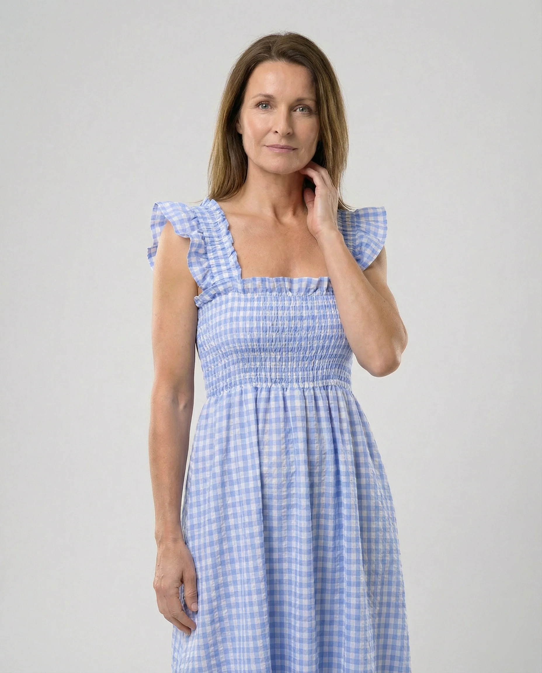 Damen Vichy Maxikleid mit Smokoberteil - Image 11