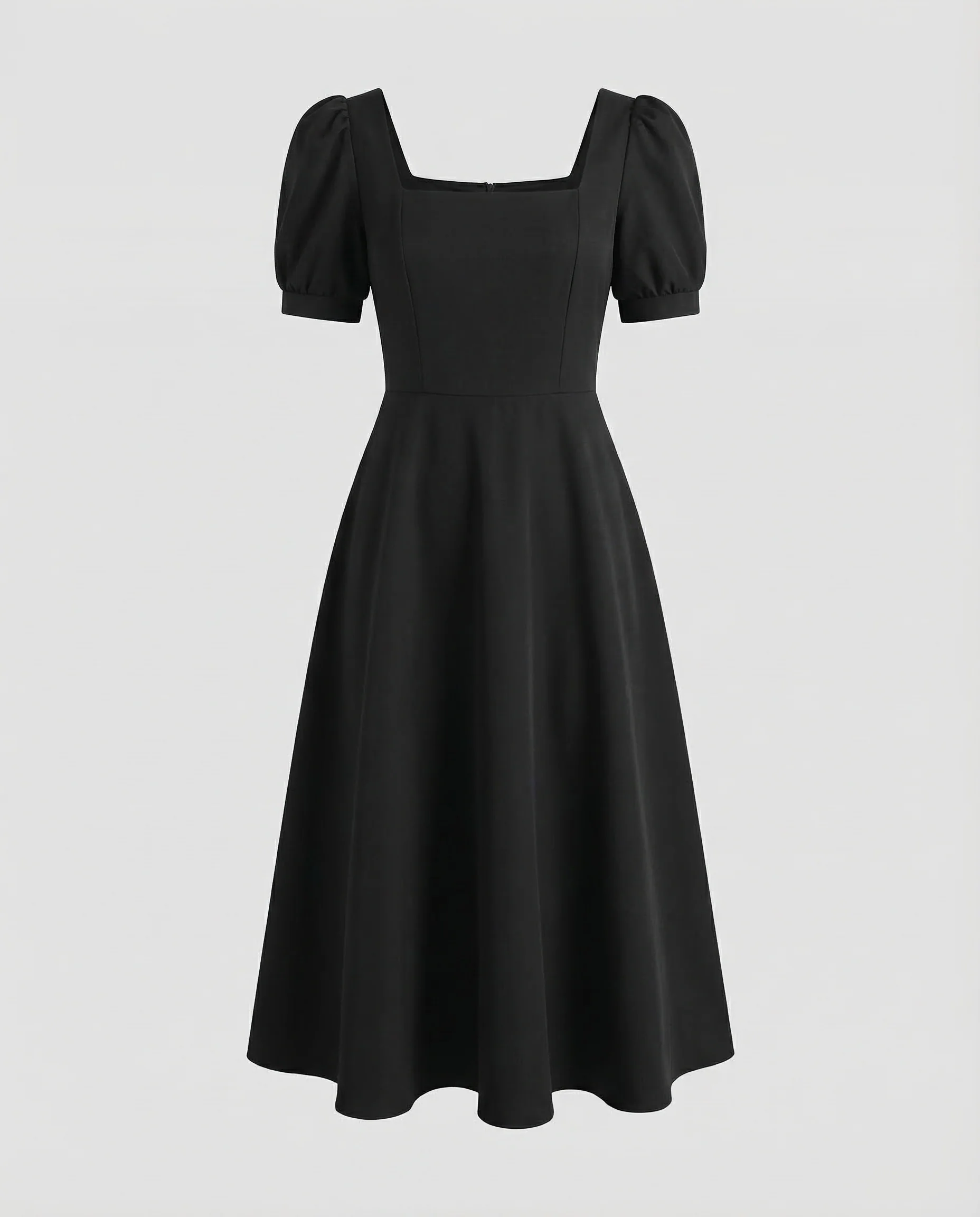 Damen Vintage Midikleid Puffärmel - Image 5