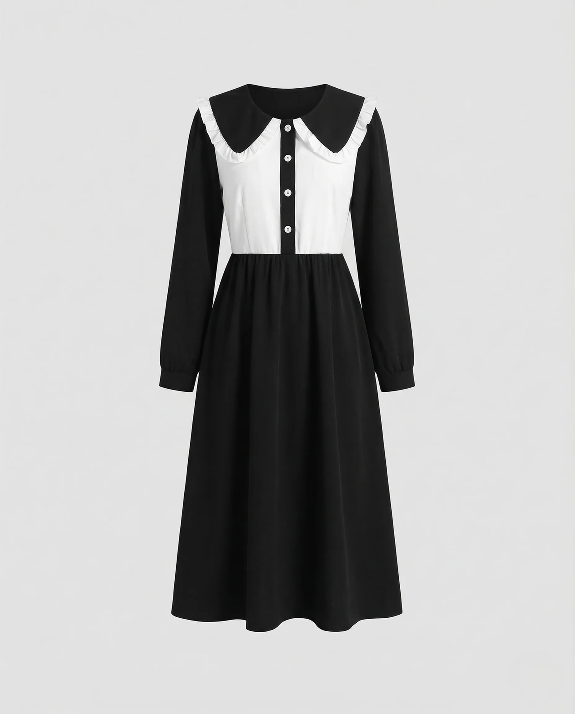 Damen Vintage Midikleid mit Rüschenkragen - Image 5