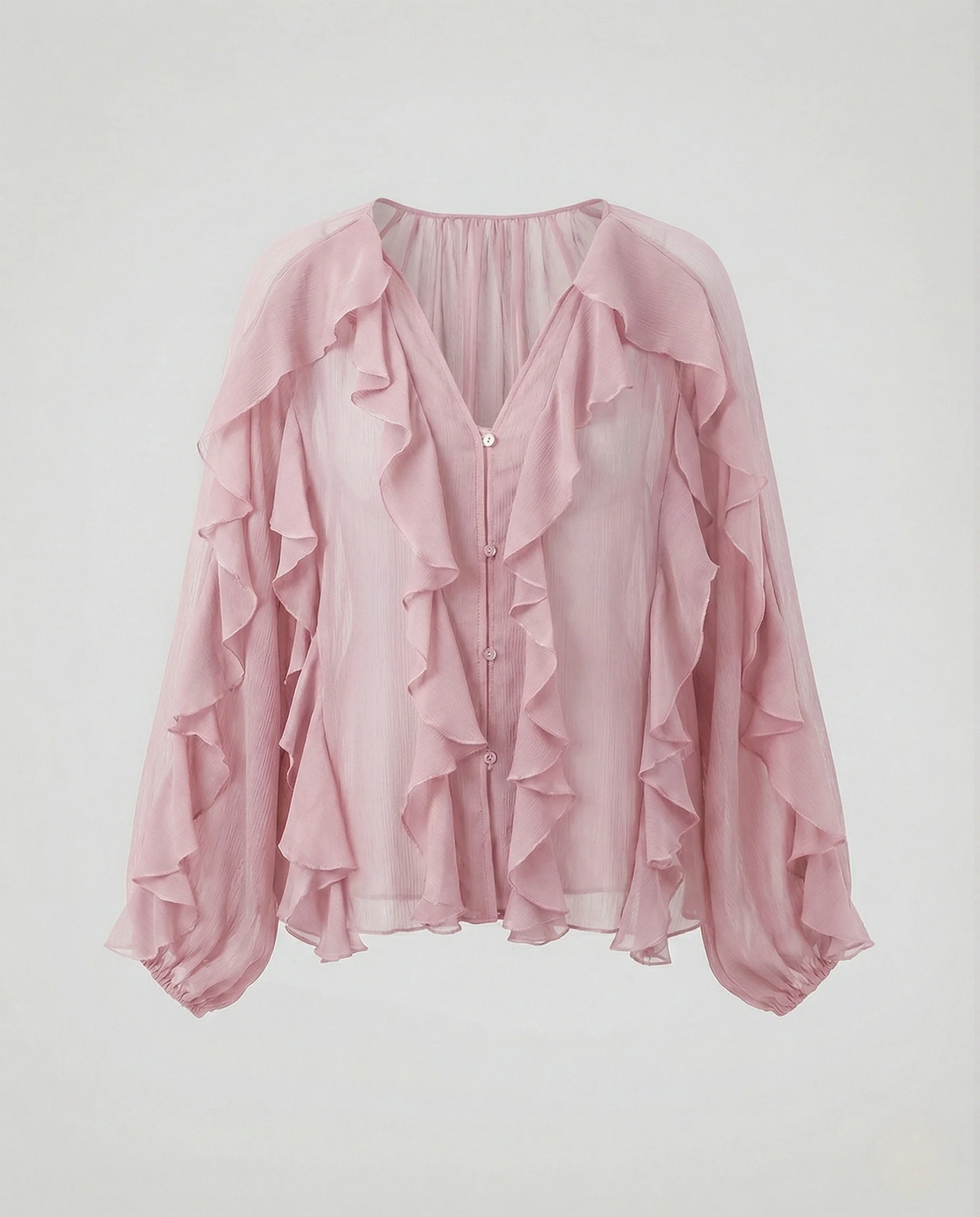 Volant Chiffonbluse Damen Mehrlagig - Image 11