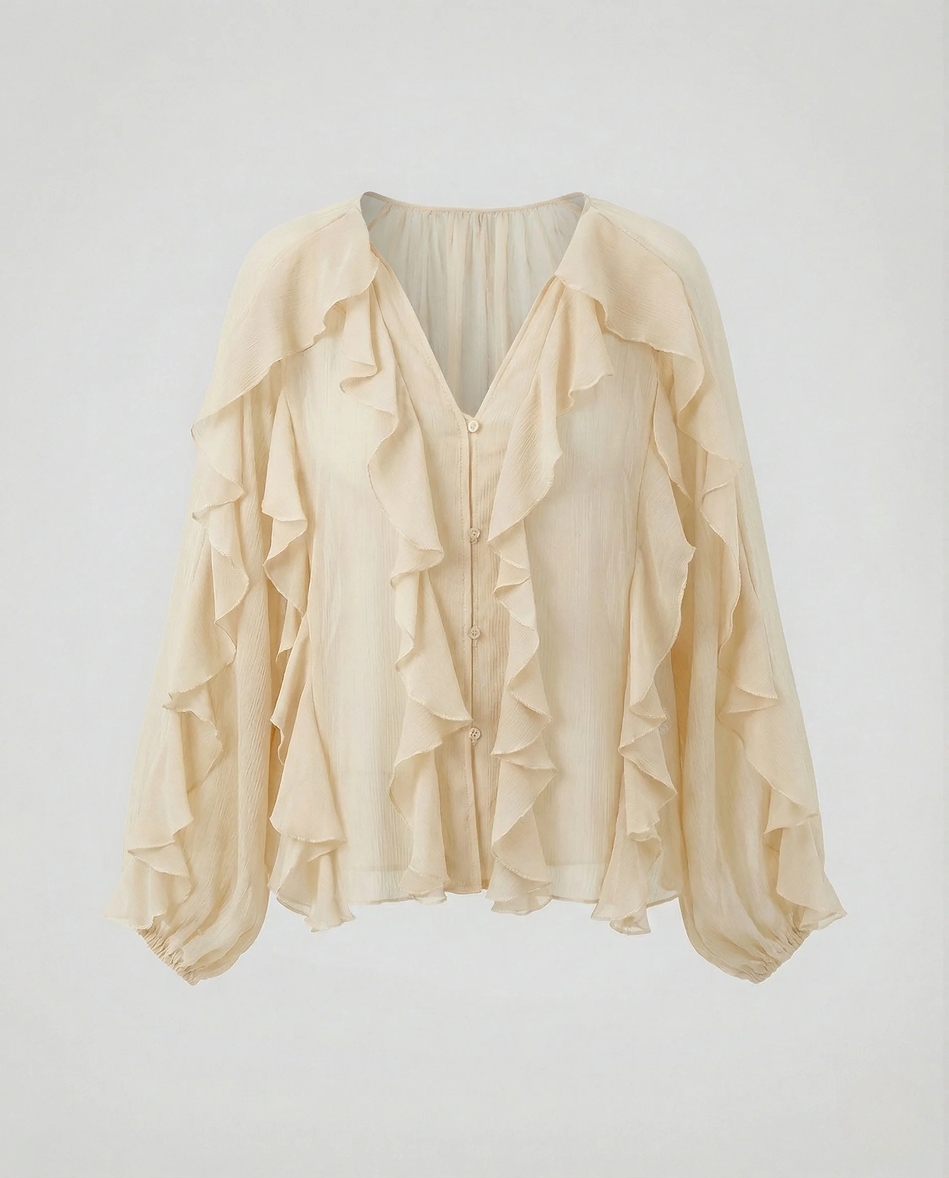Volant Chiffonbluse Damen Mehrlagig - Image 6