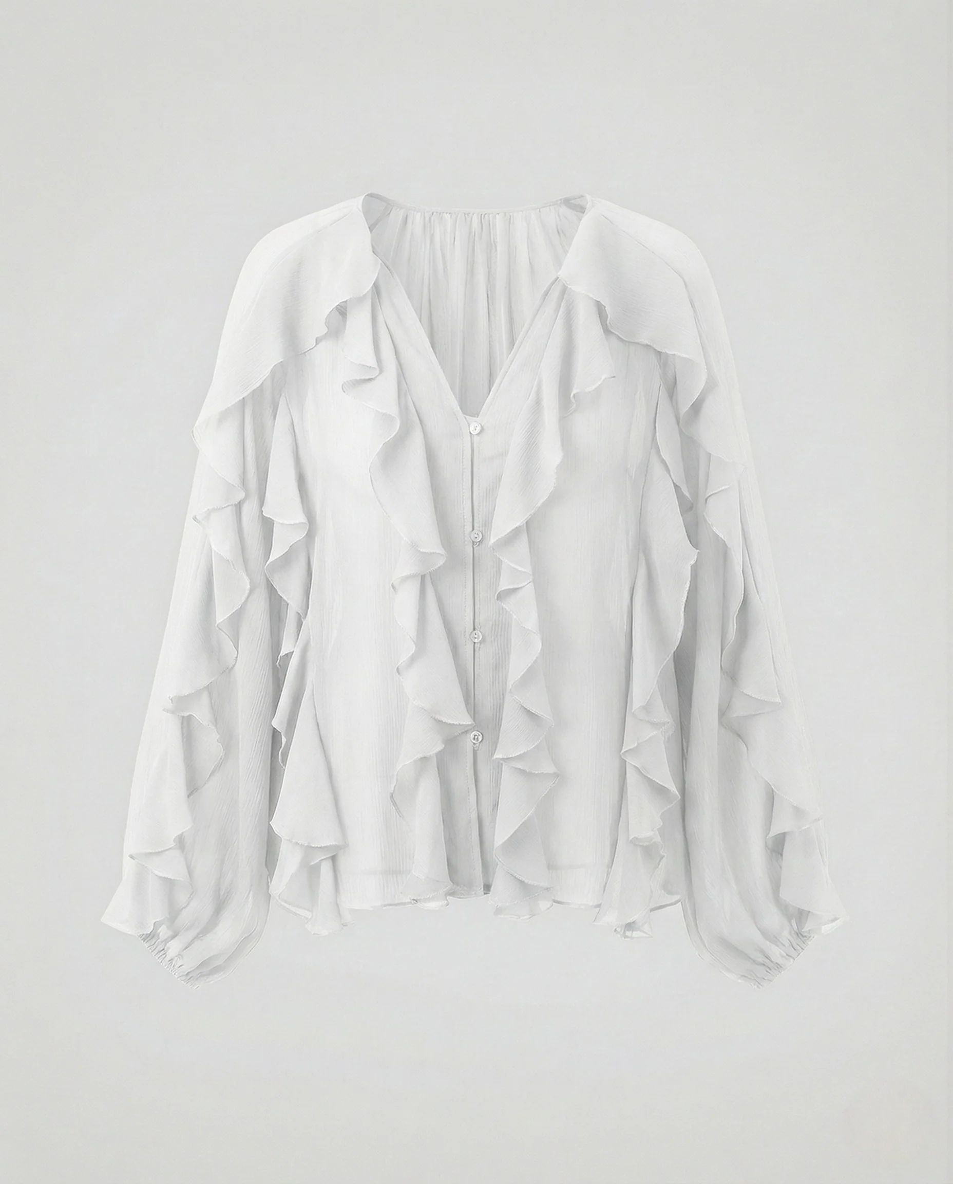 Volant Chiffonbluse Damen Mehrlagig - Image 7