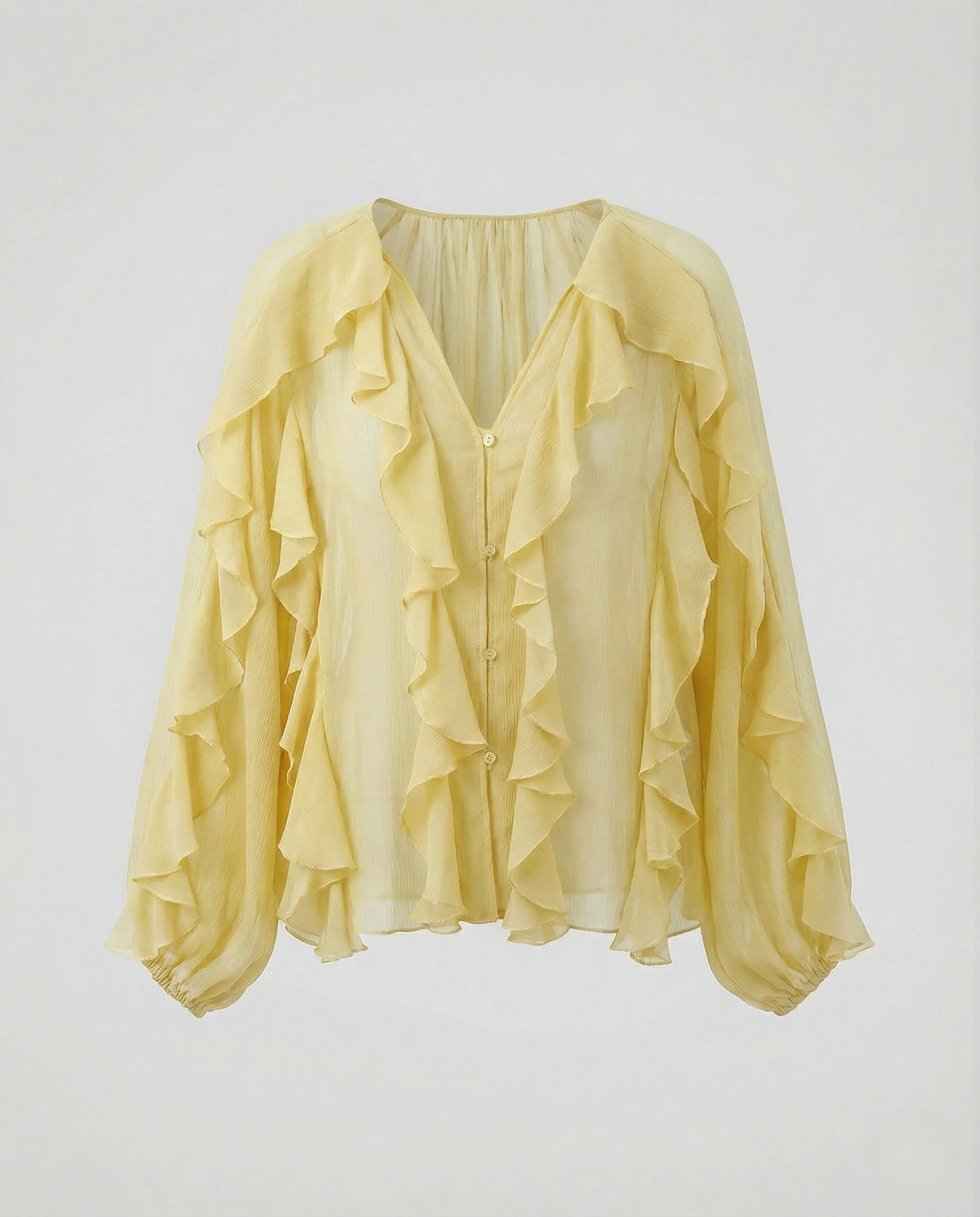 Volant Chiffonbluse Damen Mehrlagig - Image 9