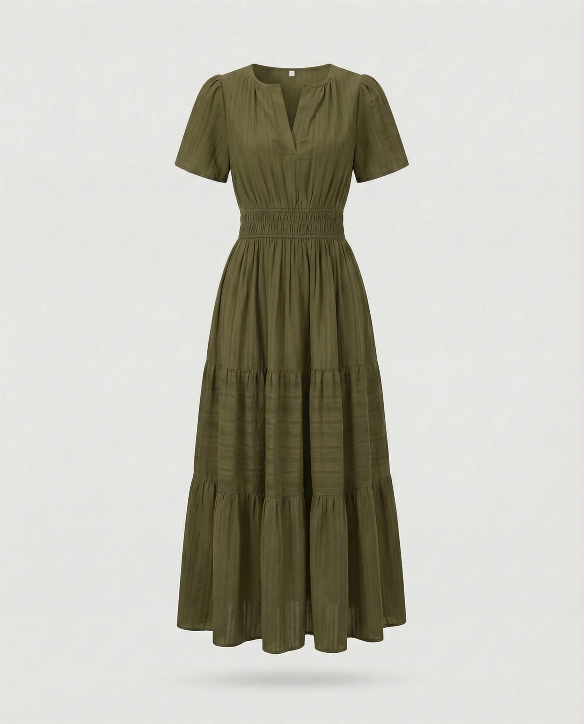 Freizeitkleid Damen Midikleid Falten - Image 10
