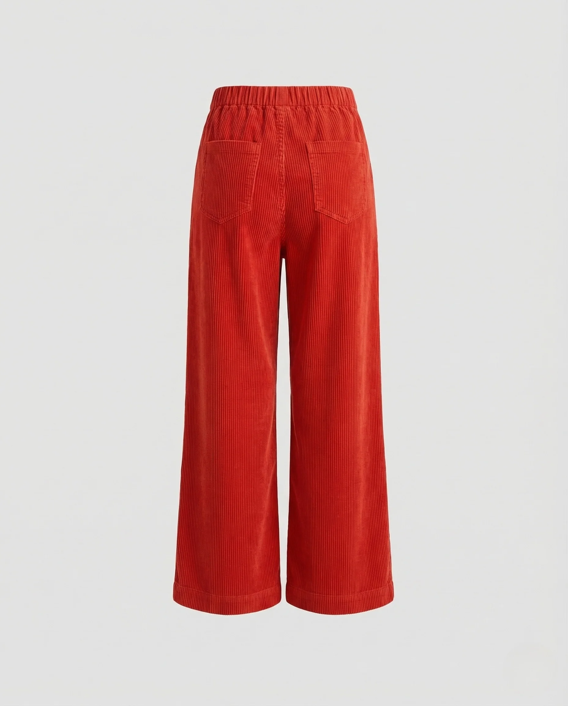 Damen Weiche Cordhose mit Weitem Bein und Elastischem Bund - Image 5