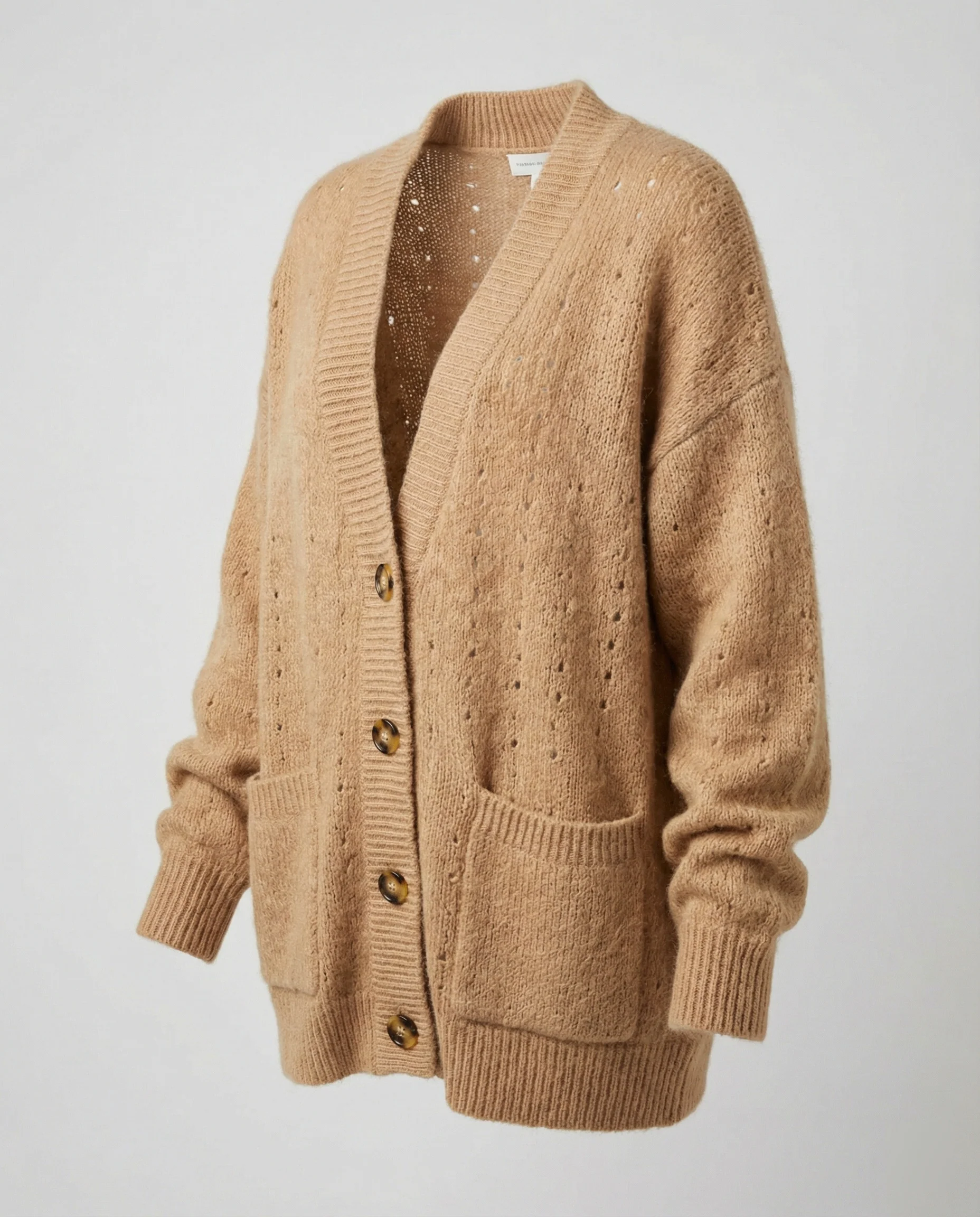 Weicher Mohair-Mix-Cardigan mit dekorativer Lochpasse, überlangen Ärmeln und aufgesetzten Taschen Heidi-Mode - Image 3