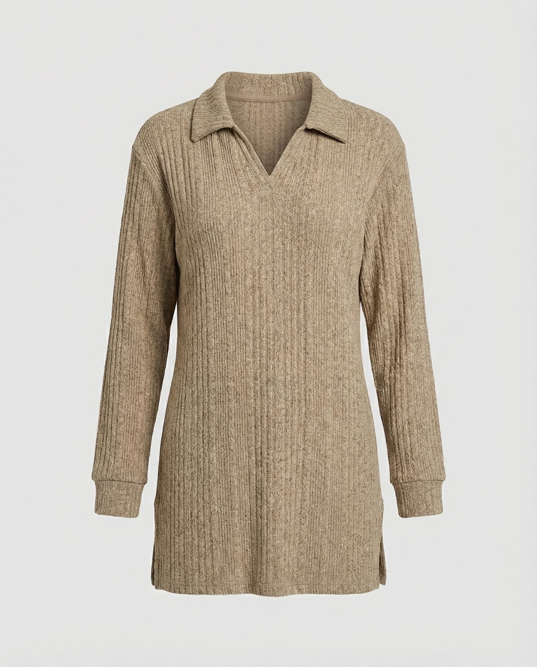 Damen Rippstrick Pullover mit Kragen - Image 5
