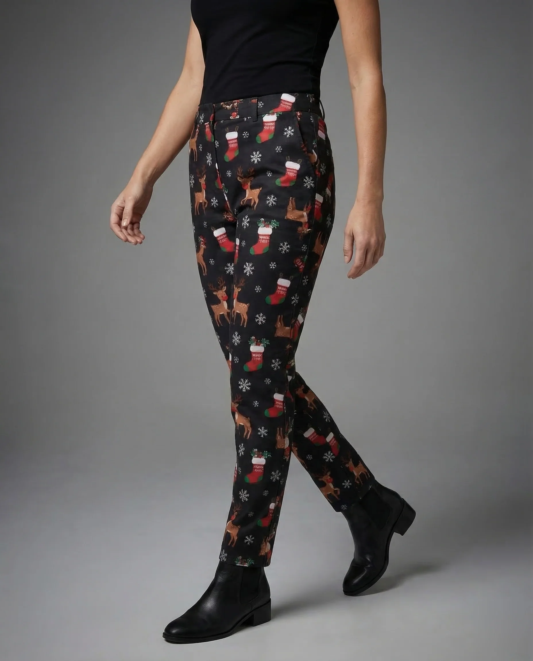 Damen Chinohose Print Gerade - Image 2