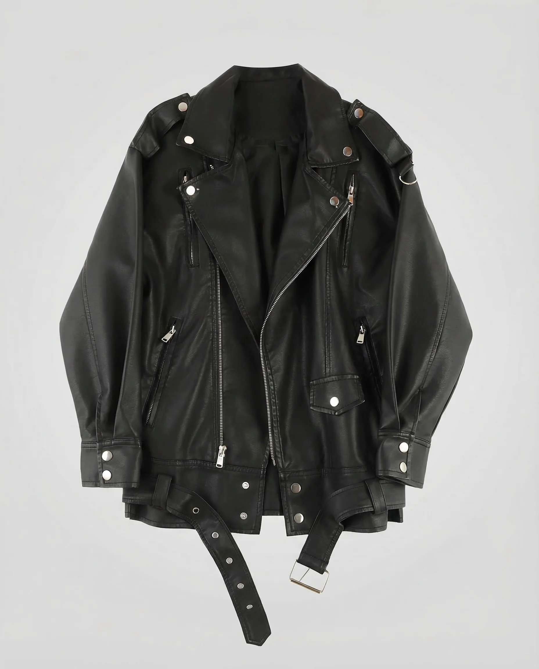 Damen Vegane Leder Bikerjacke Oversize - Image 5