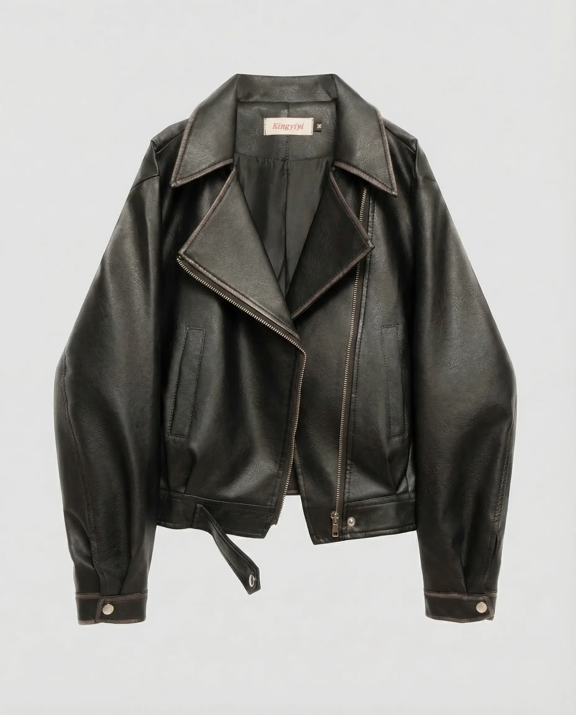 Damen Bikerjacke Lederoptik Weit - Image 6