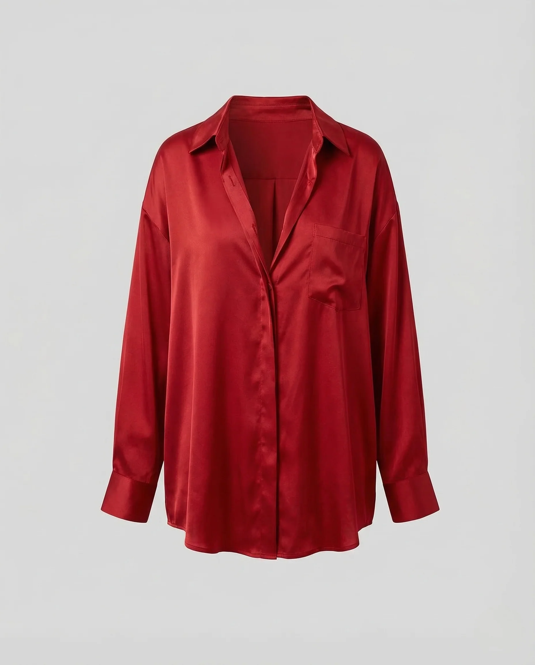 Damen Seidenoptik Bluse Weit - Image 5