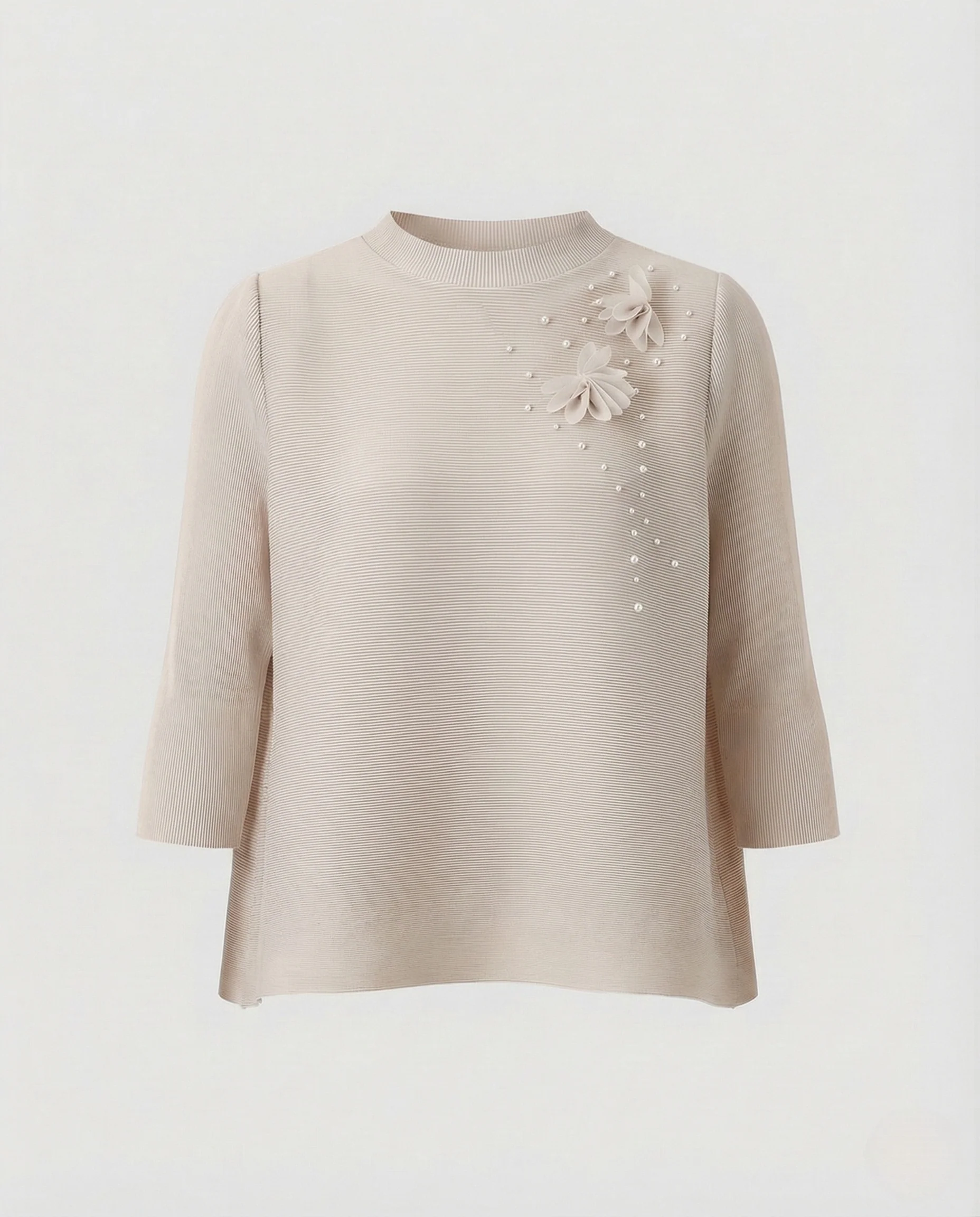 Damen Bluse Weit Blütenapplikation - Image 7