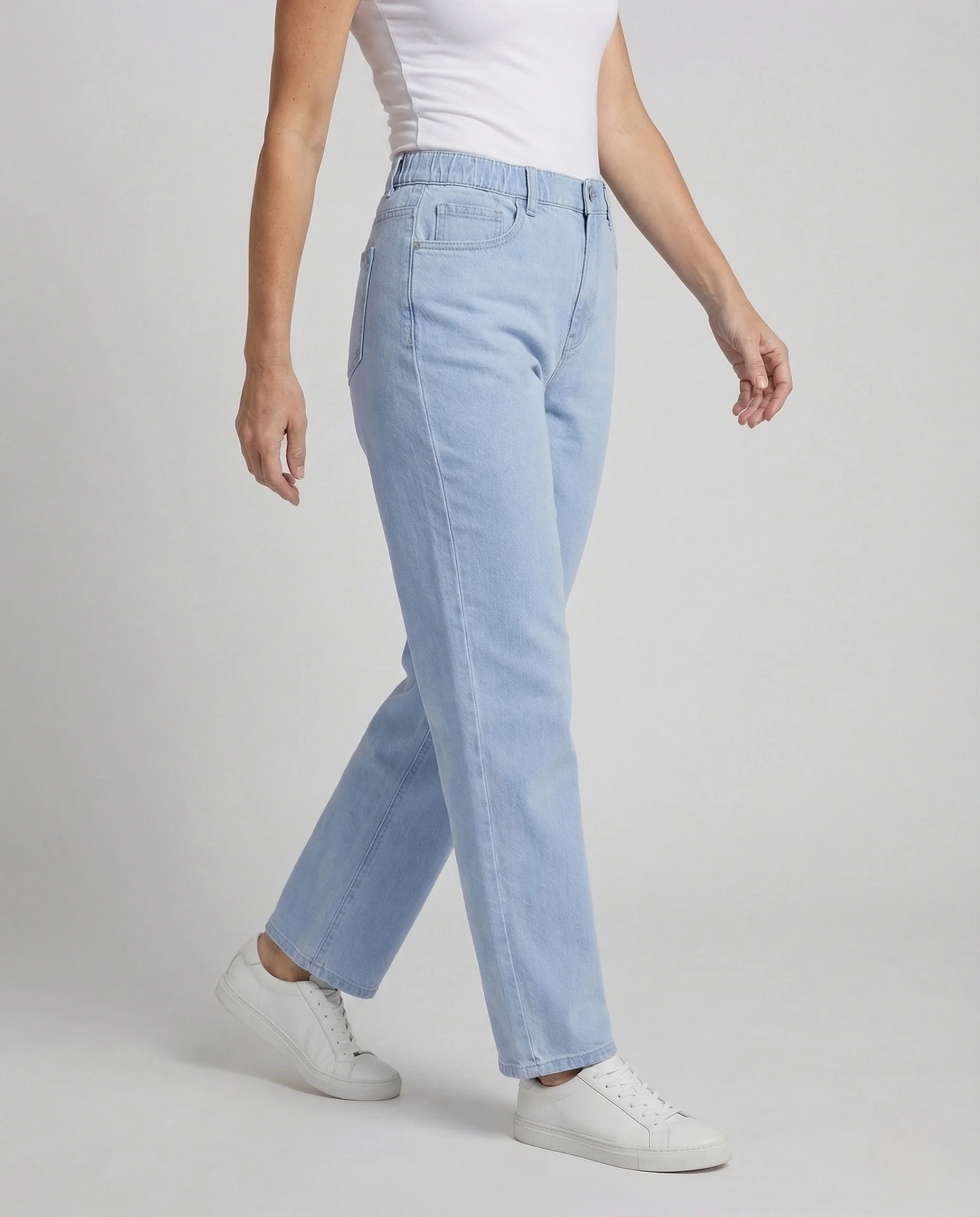Damen High Waist Jeans Weit mit Geradem Bein - Image 2