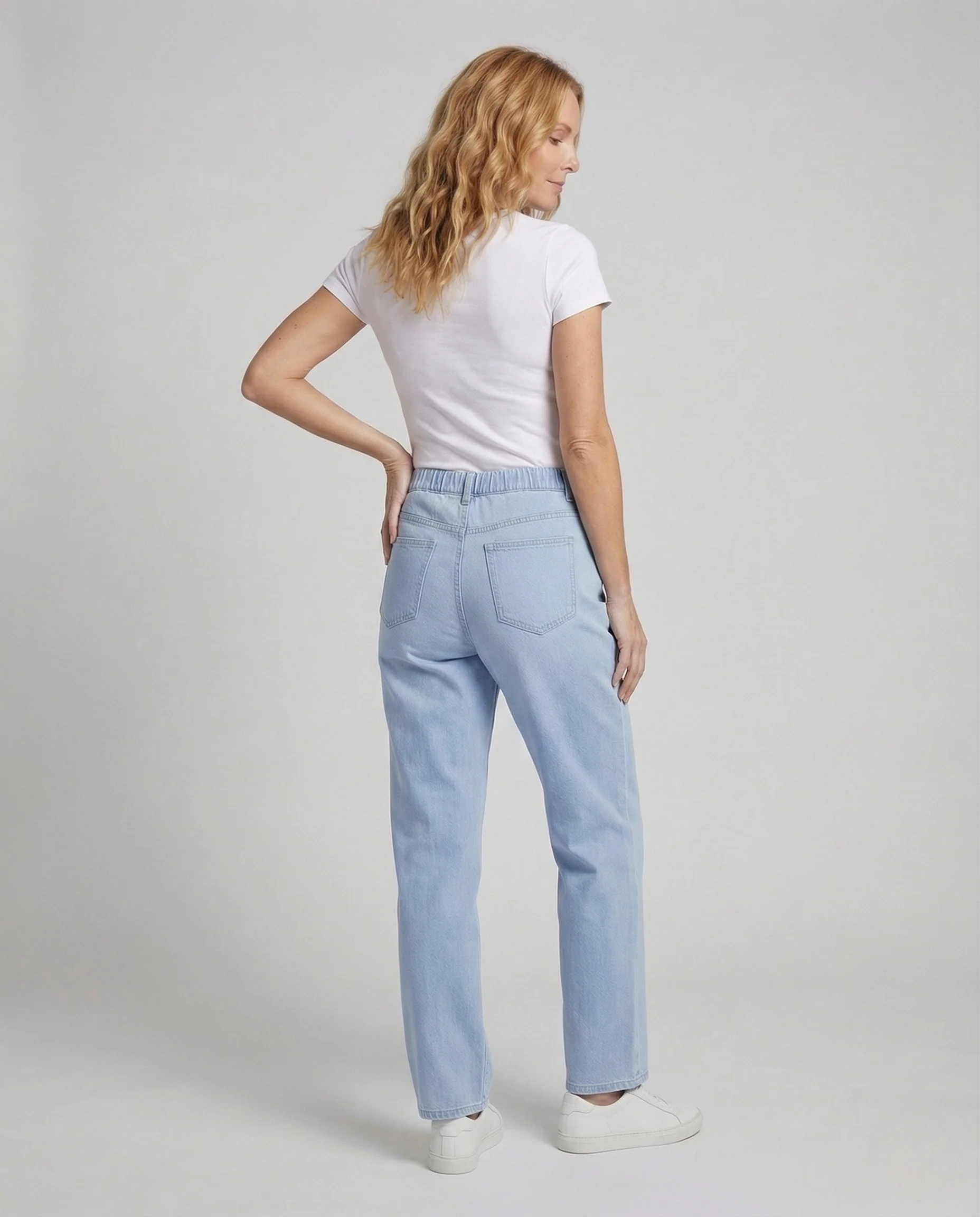 Damen High Waist Jeans Weit mit Geradem Bein - Image 4