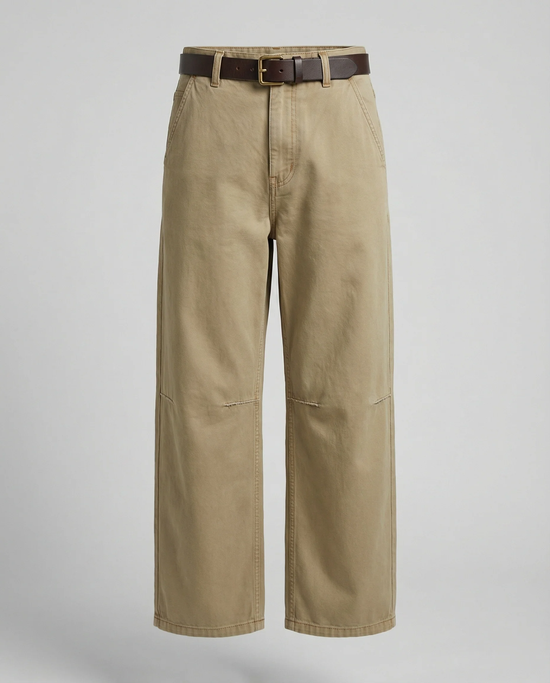Weit geschnittene hochtaillierte Arbeitslook-Hose mit tiefem Schritt, Teilungsnähten und verstellbarem Saum Heidi-Mode - Image 4