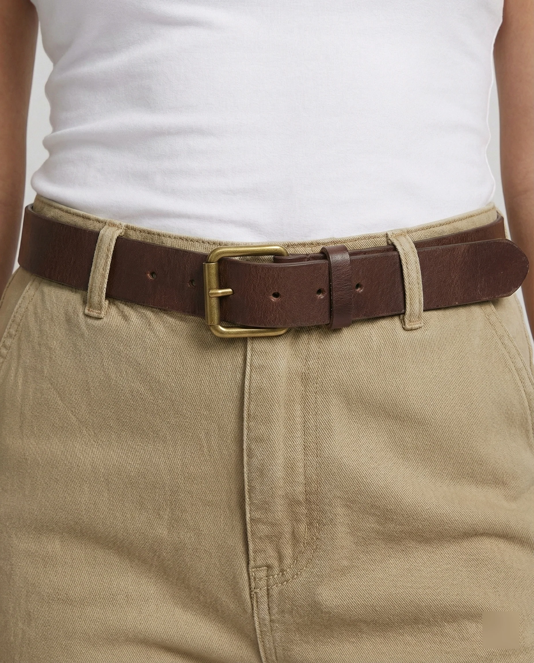 Weit geschnittene hochtaillierte Arbeitslook-Hose mit tiefem Schritt, Teilungsnähten und verstellbarem Saum Heidi-Mode - Image 5