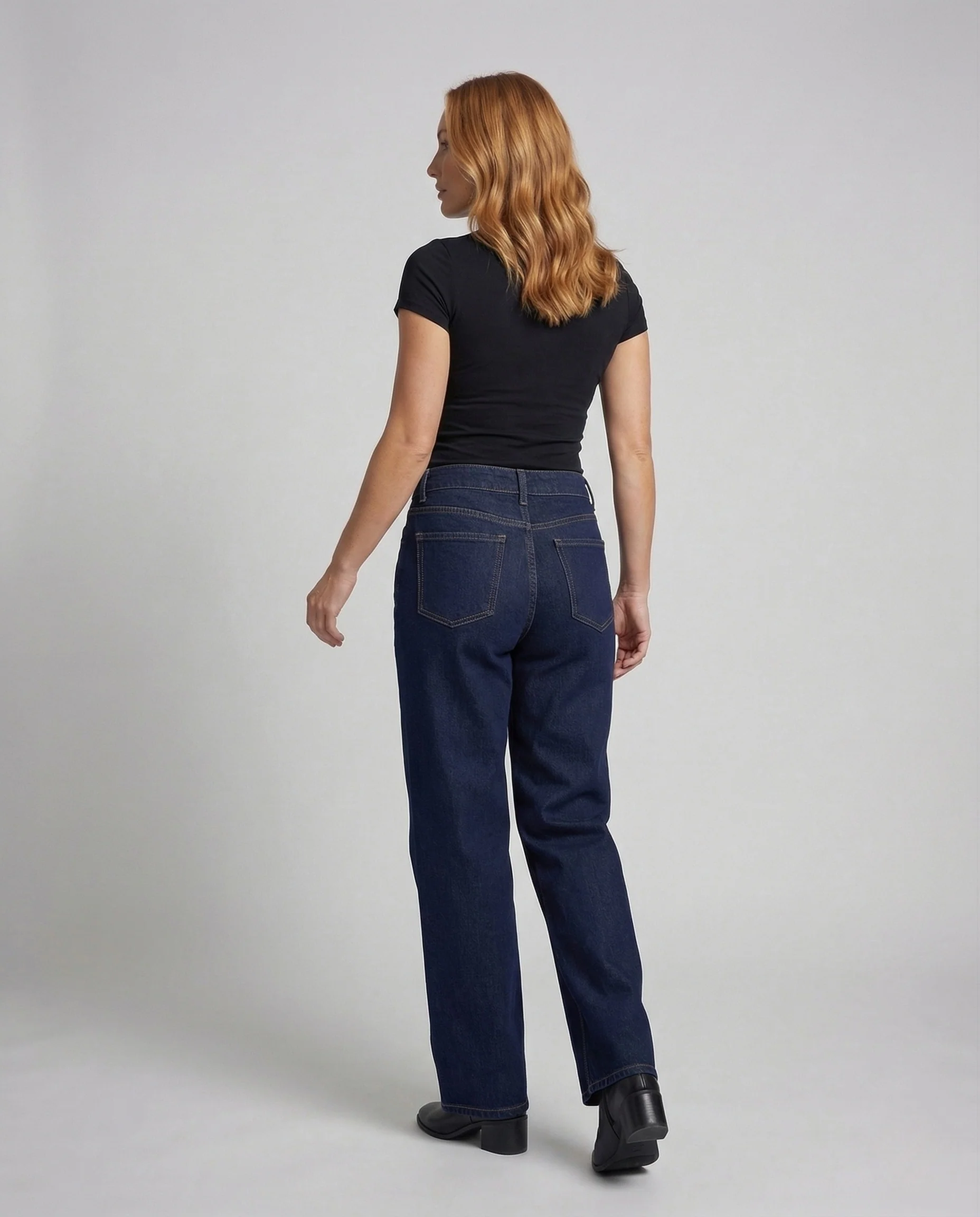 Damen Weite Jeanshose mit Tiefem Bund und Extra Weitem Bein - Image 3